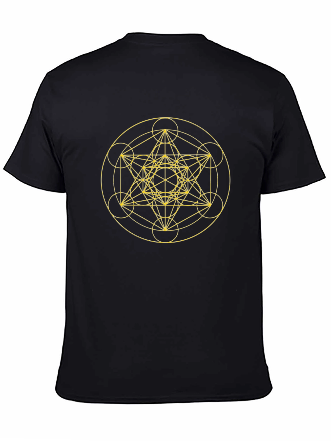 Geometric Metatrons Cube Graphic Tee - Black