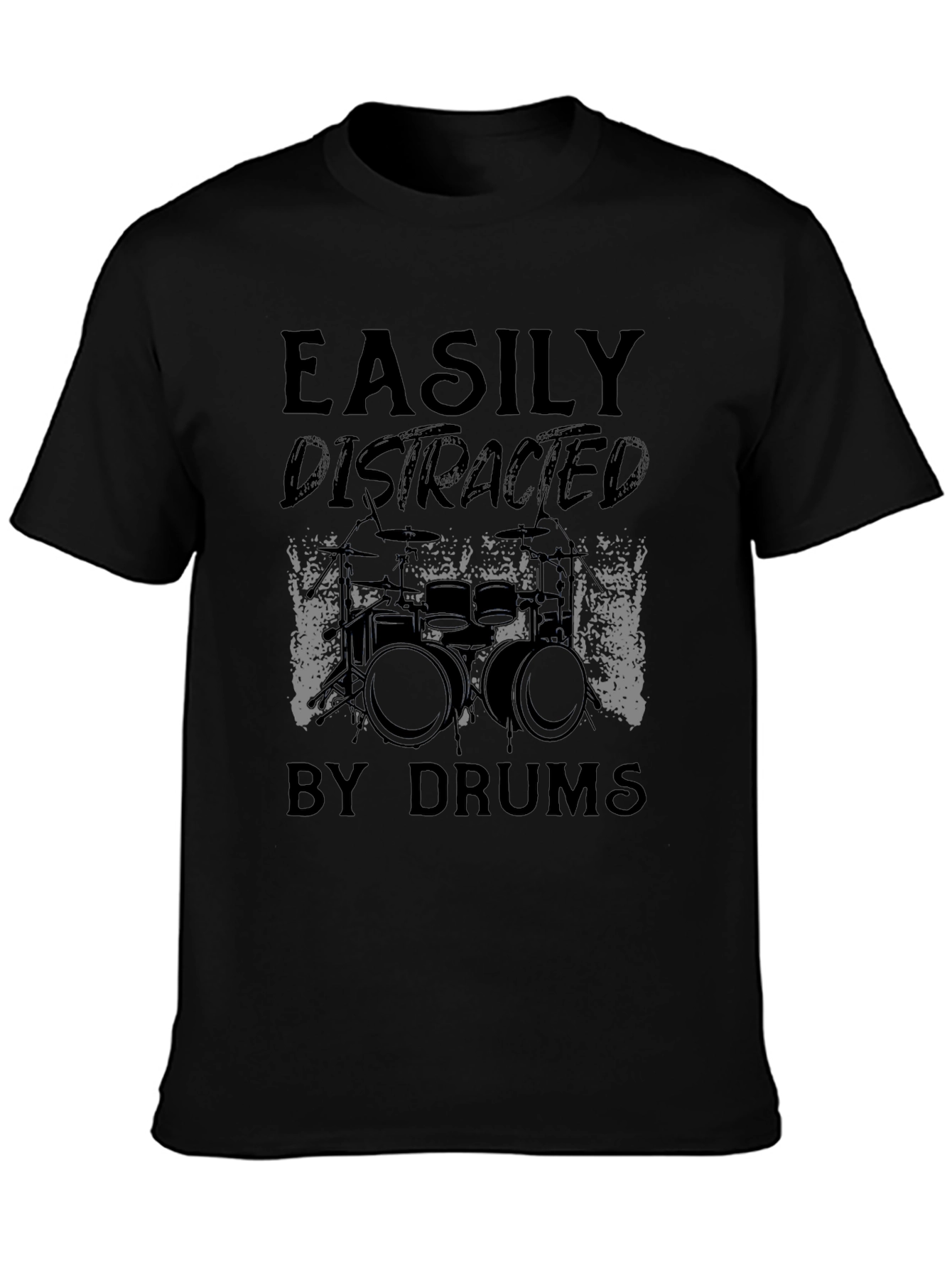 Easily Distracted By Drums Graphic Tee - Black