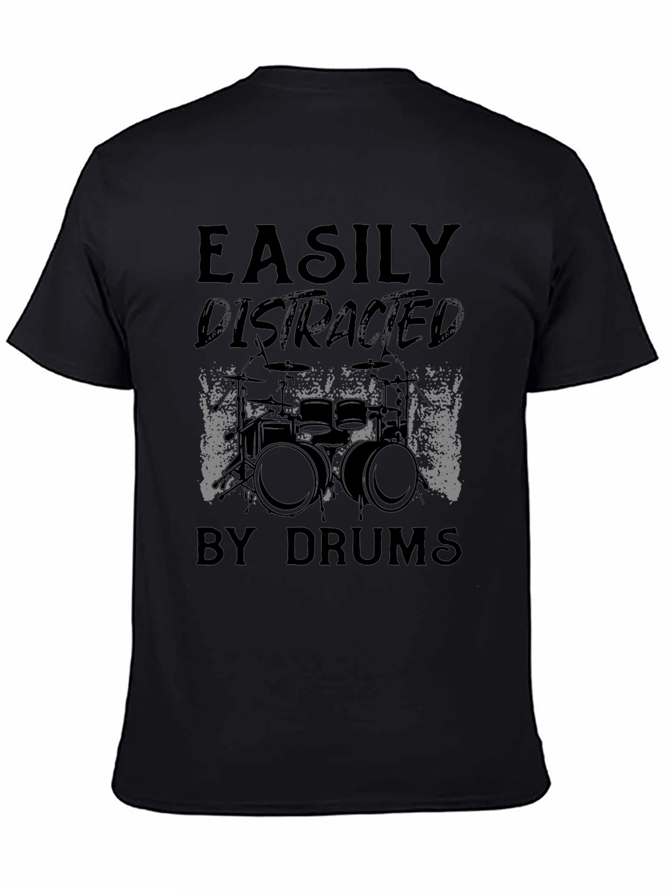 Easily Distracted By Drums Graphic Tee - Black