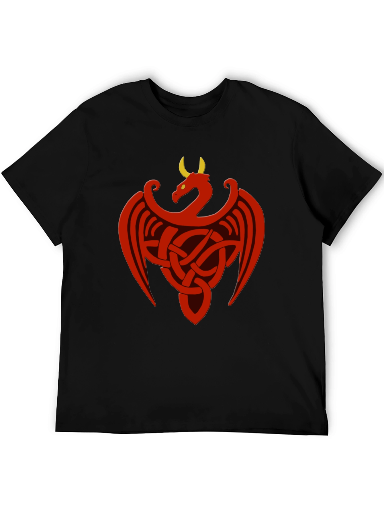 Celtic Dragon Knot Graphic Tee - Black Cotton Shirt
