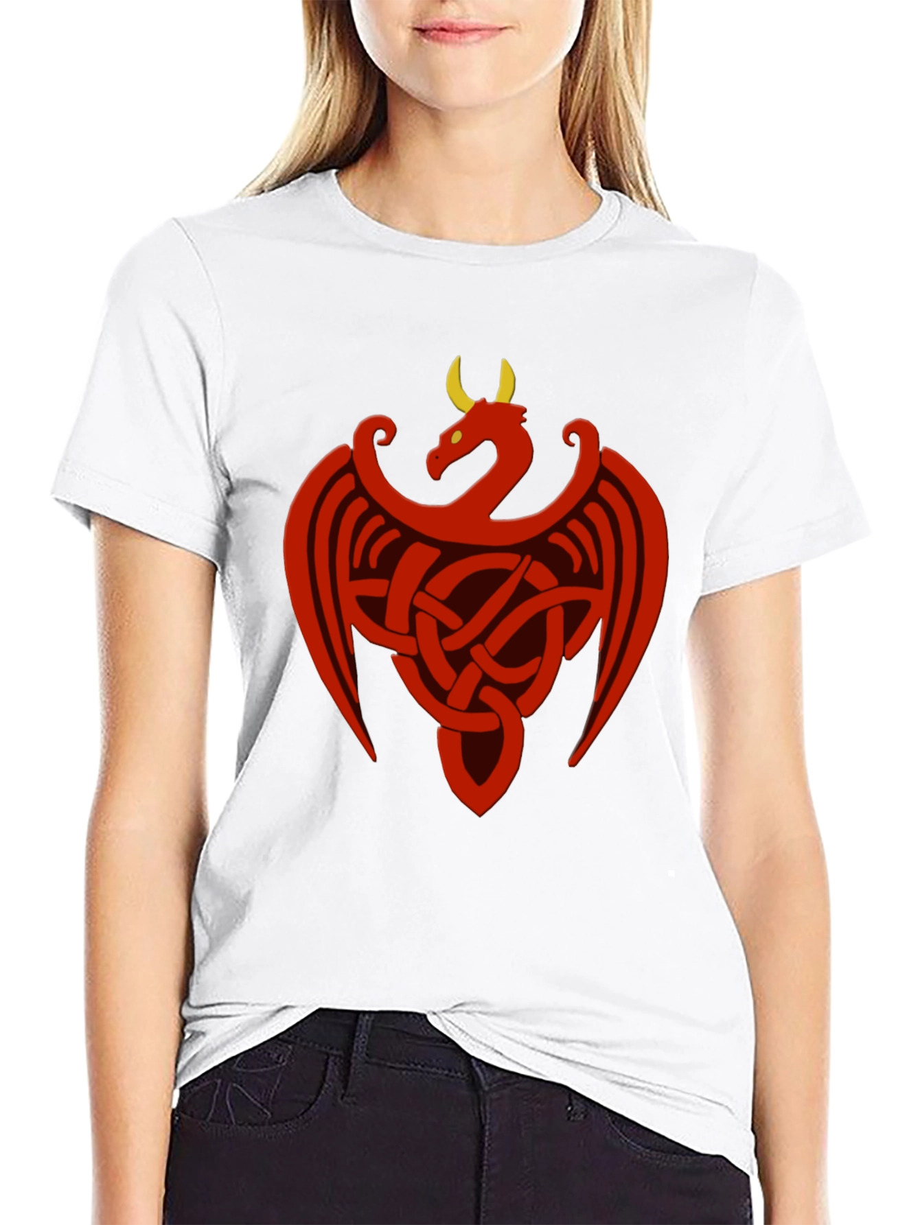 Celtic Dragon Knot Graphic Tee - Black Cotton Shirt