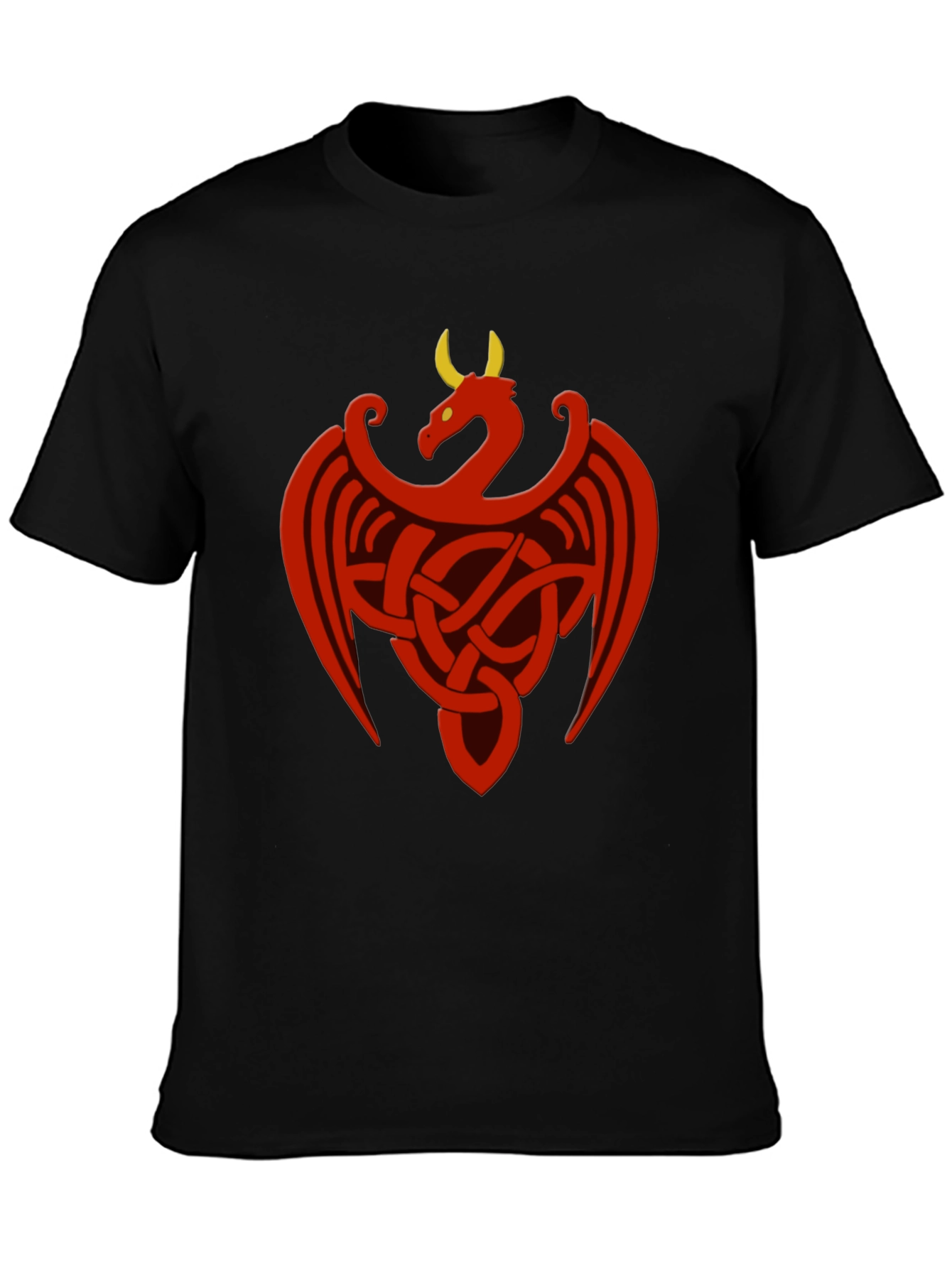 Celtic Dragon Knot Graphic Tee - Black Cotton Shirt