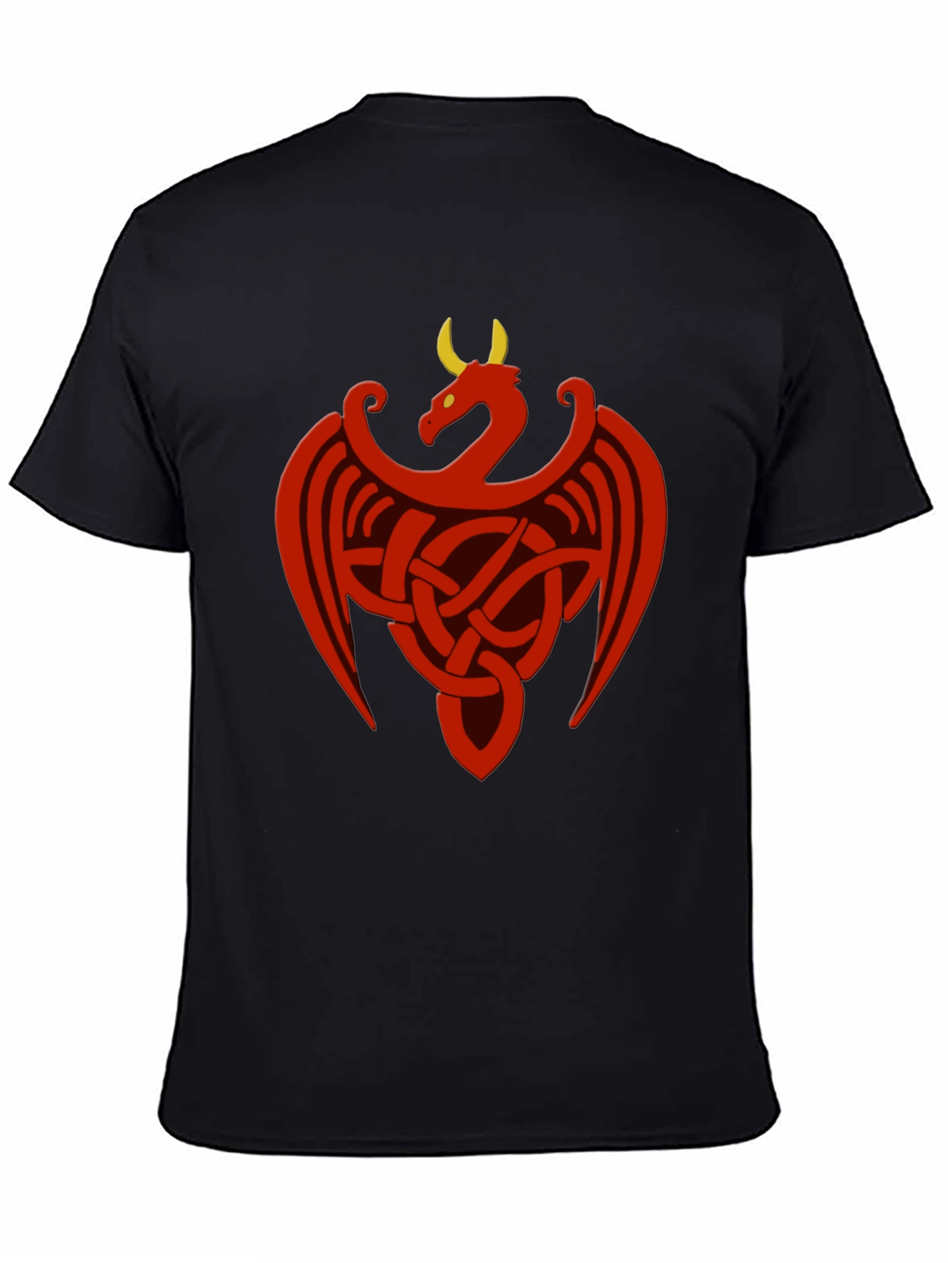Celtic Dragon Knot Graphic Tee - Black Cotton Shirt