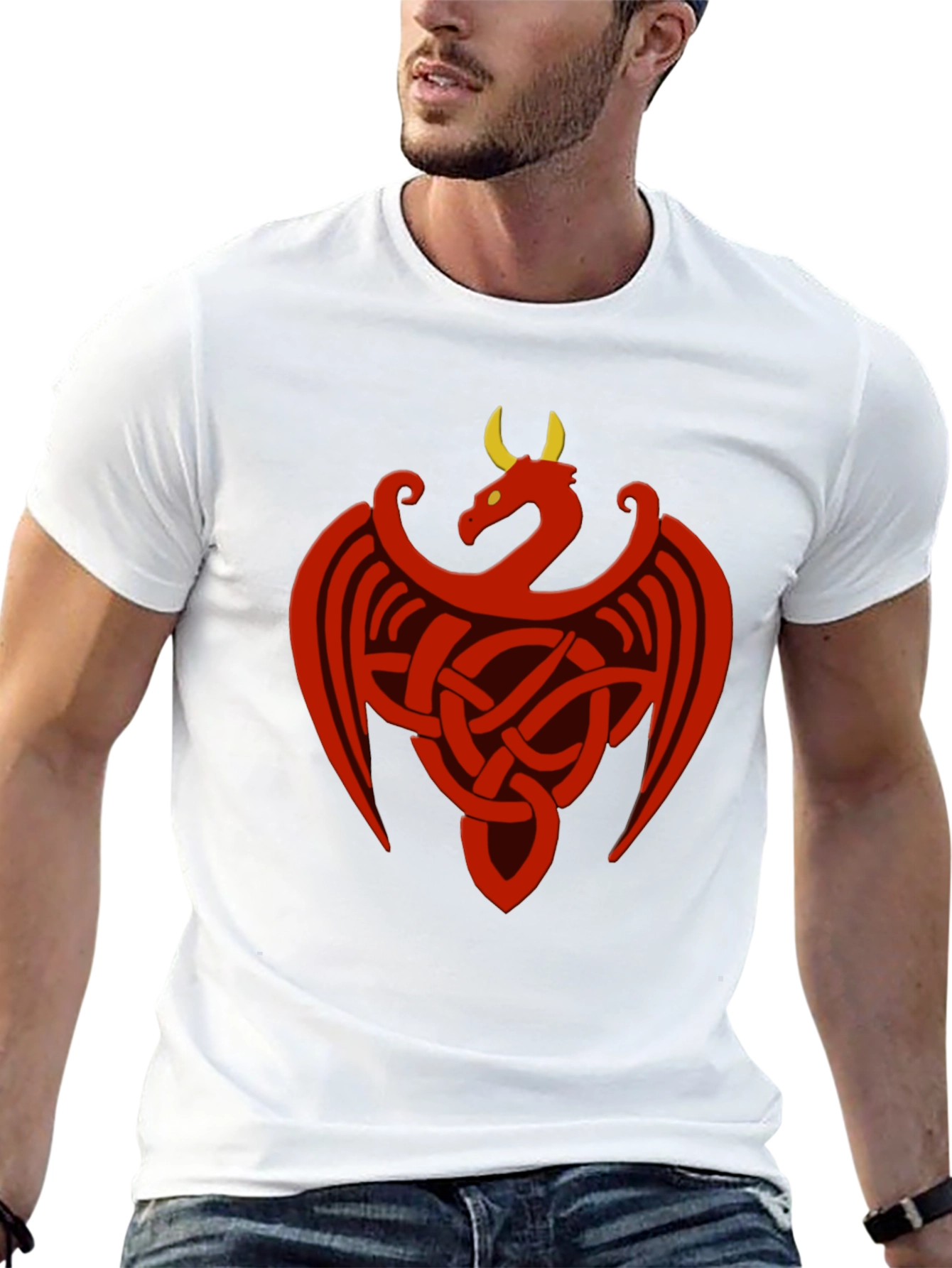 Celtic Dragon Knot Graphic Tee - Black Cotton Shirt