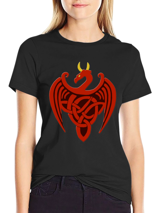 Celtic Dragon Knot Graphic Tee - Black Cotton Shirt