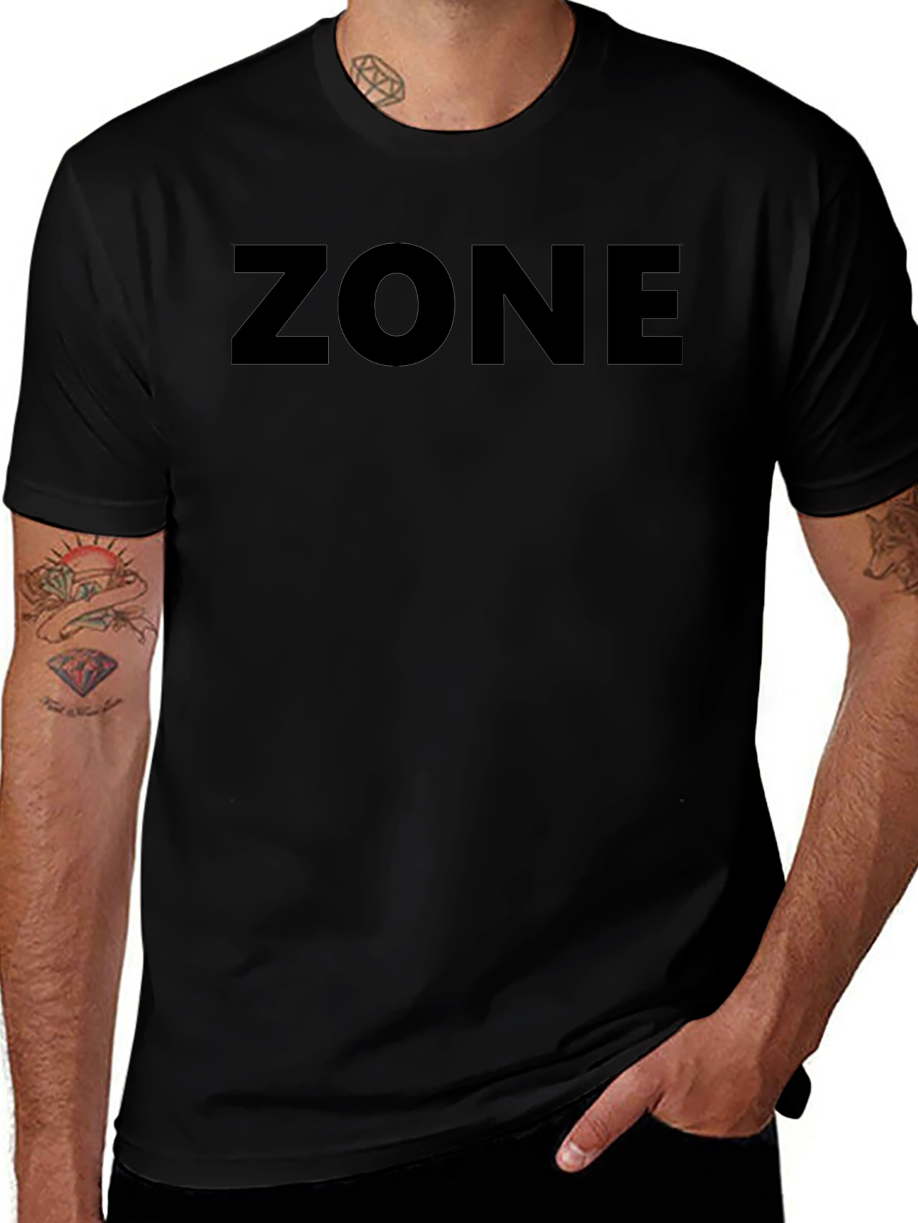 Mens Black ZONE Graphic T-Shirt - Casual Style