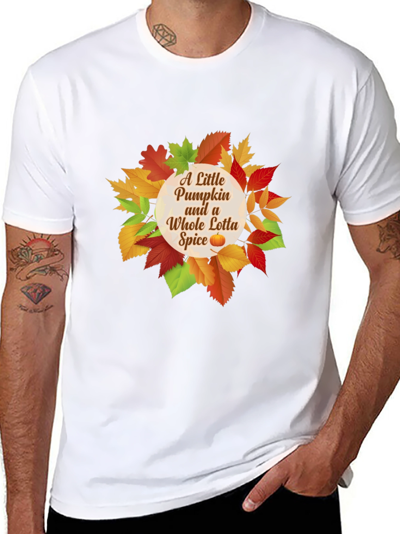 Pumpkin Spice T-Shirt - Autumn Leaves Design
