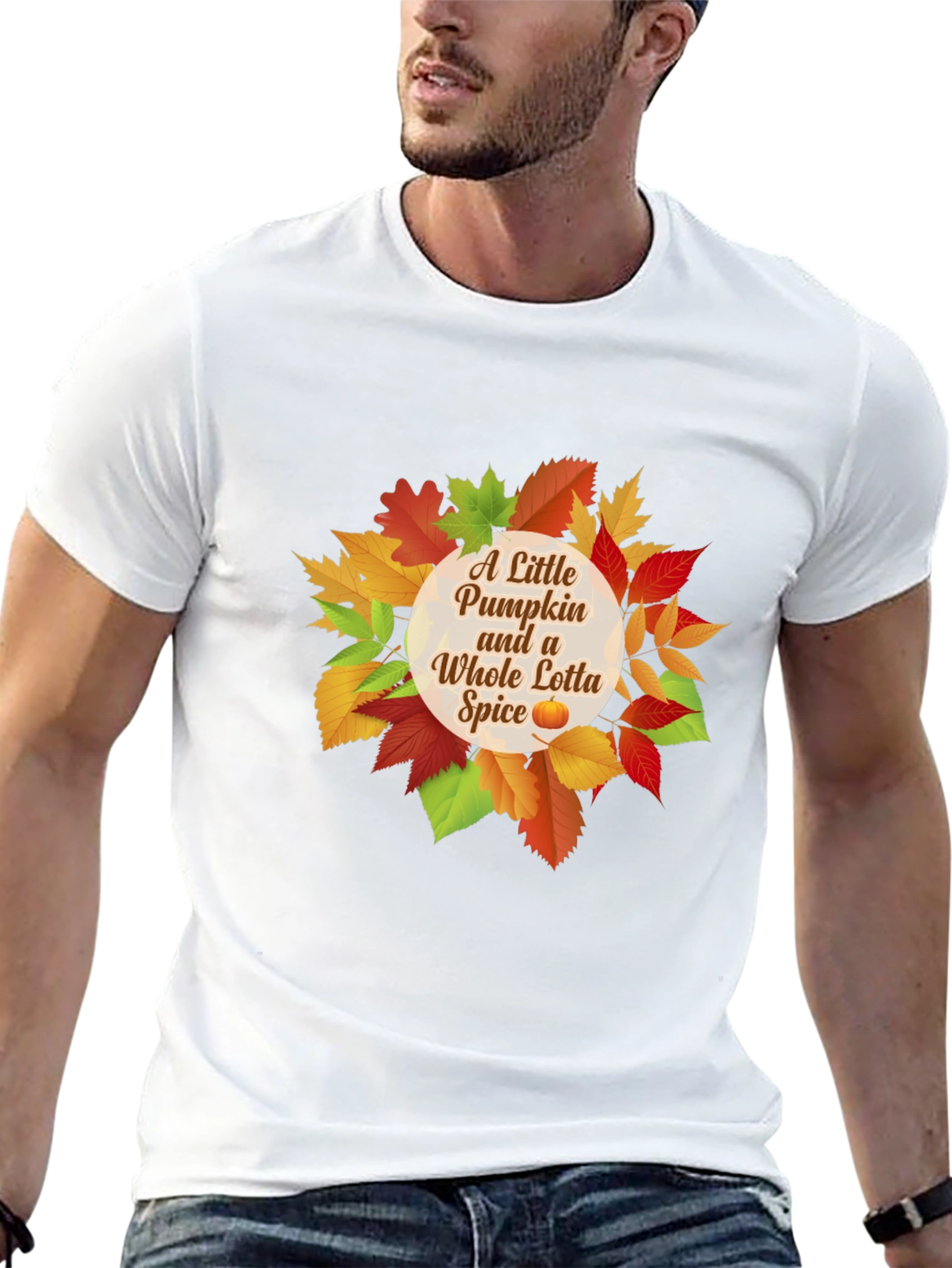 Pumpkin Spice T-Shirt - Autumn Leaves Design