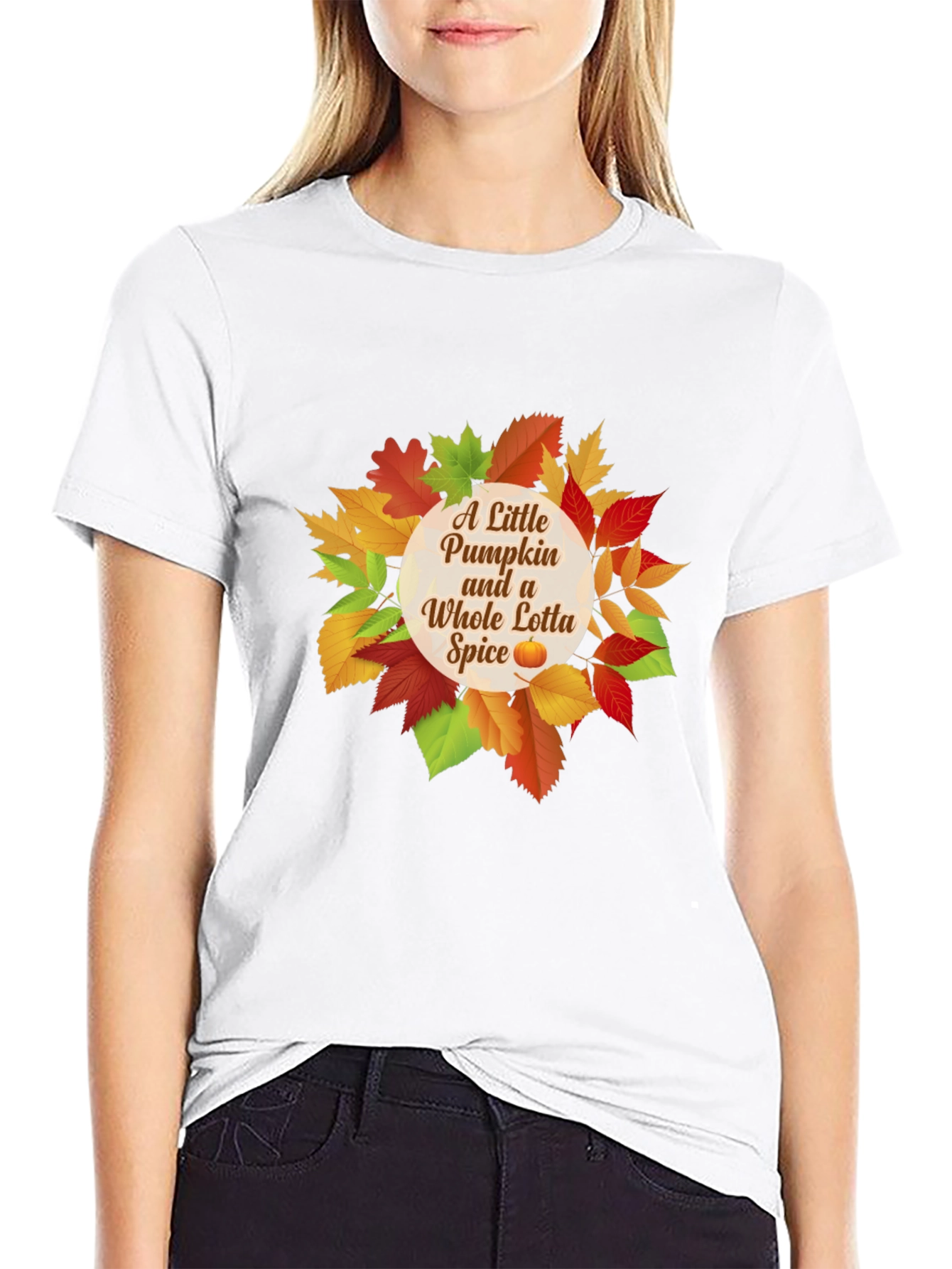 Pumpkin Spice T-Shirt - Autumn Leaves Design