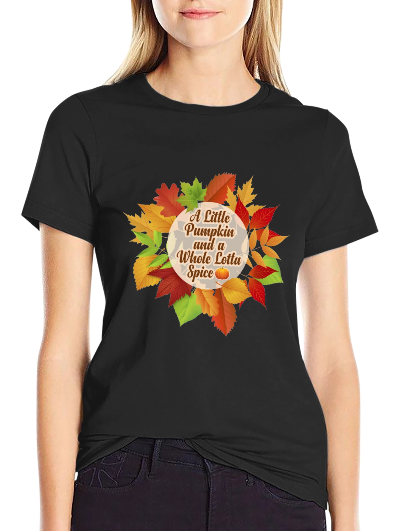 Pumpkin Spice T-Shirt - Autumn Leaves Design
