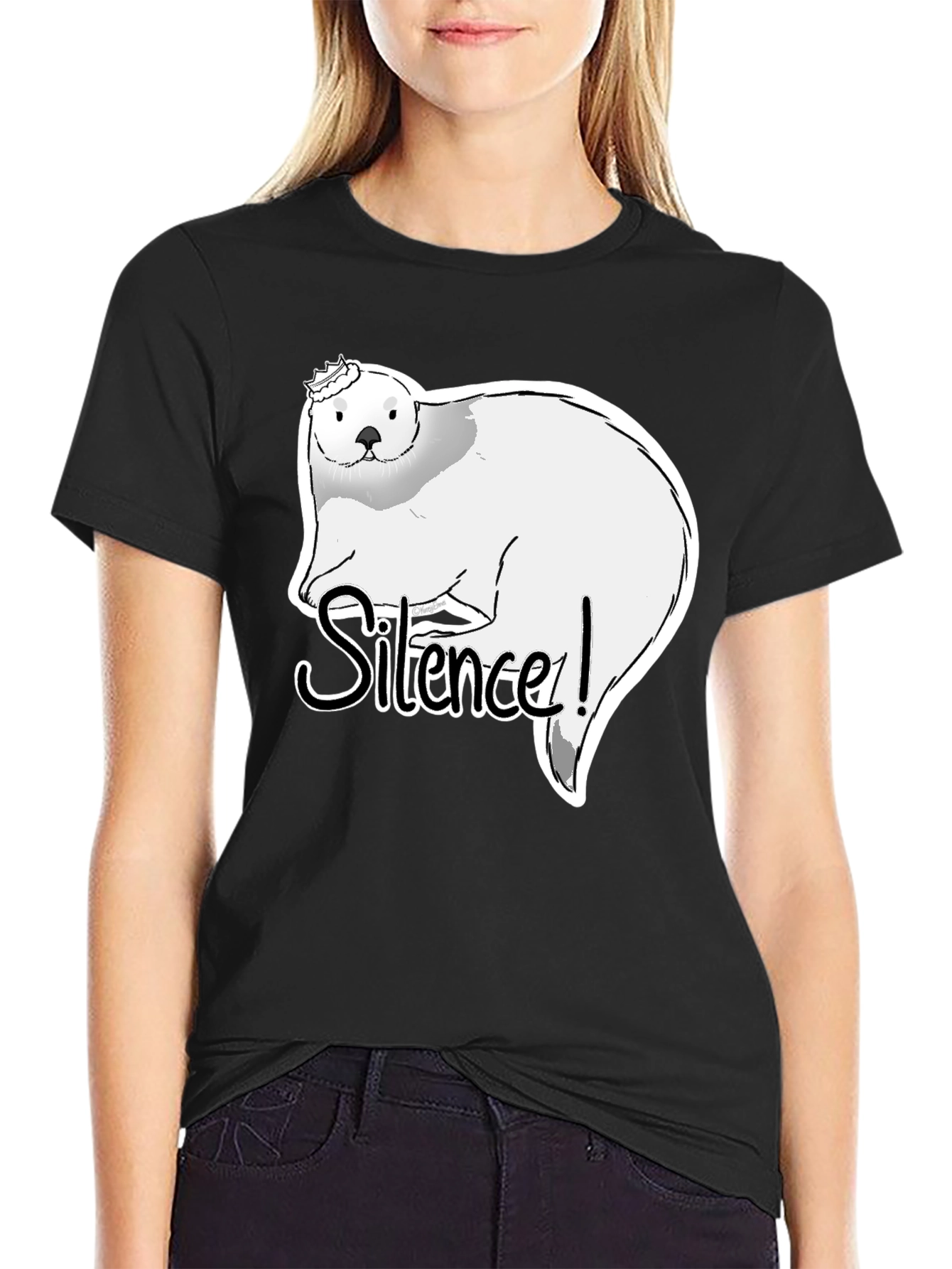 Silence! Otter Graphic T-Shirt - Black Cotton Tee