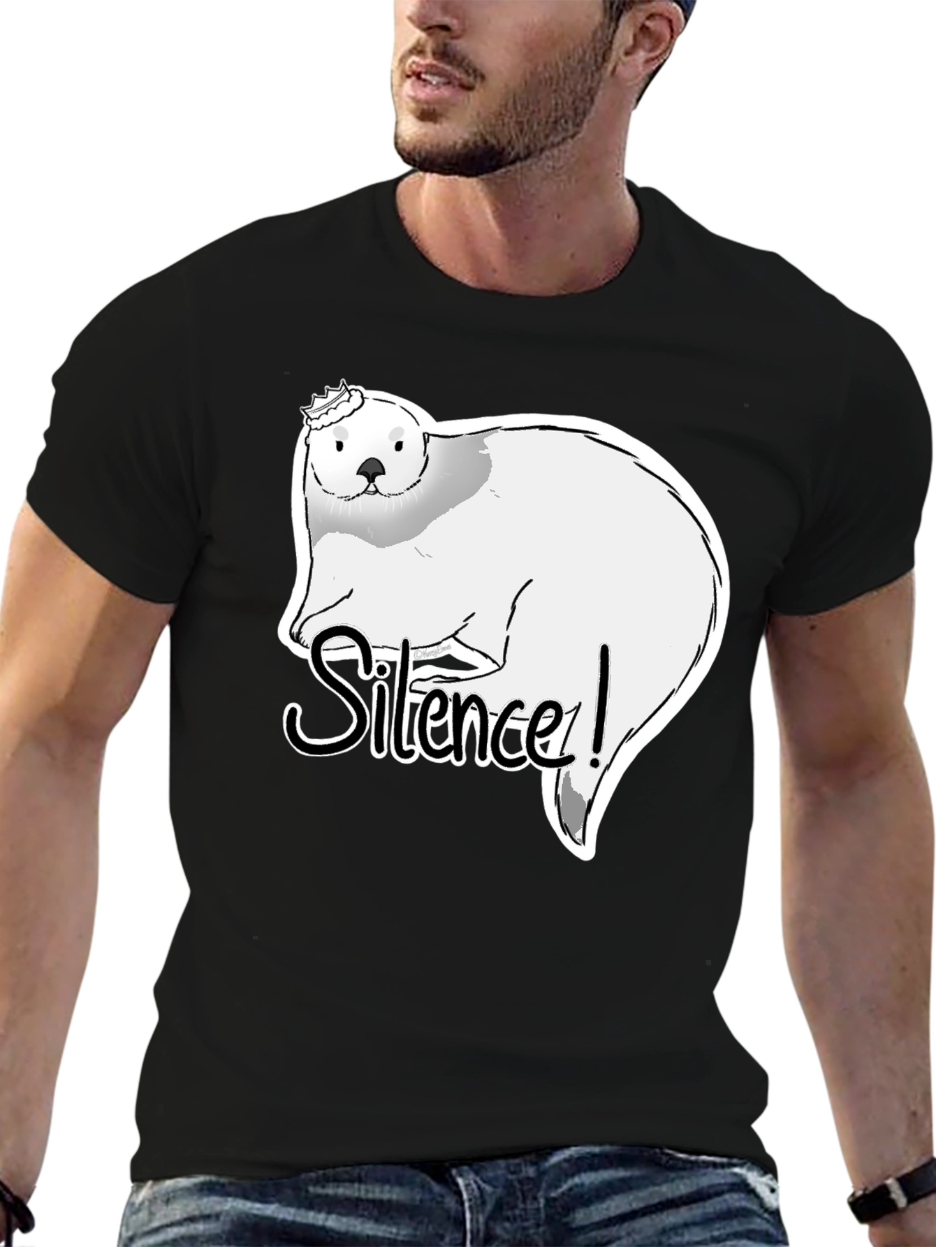 Silence! Otter Graphic T-Shirt - Black Cotton Tee