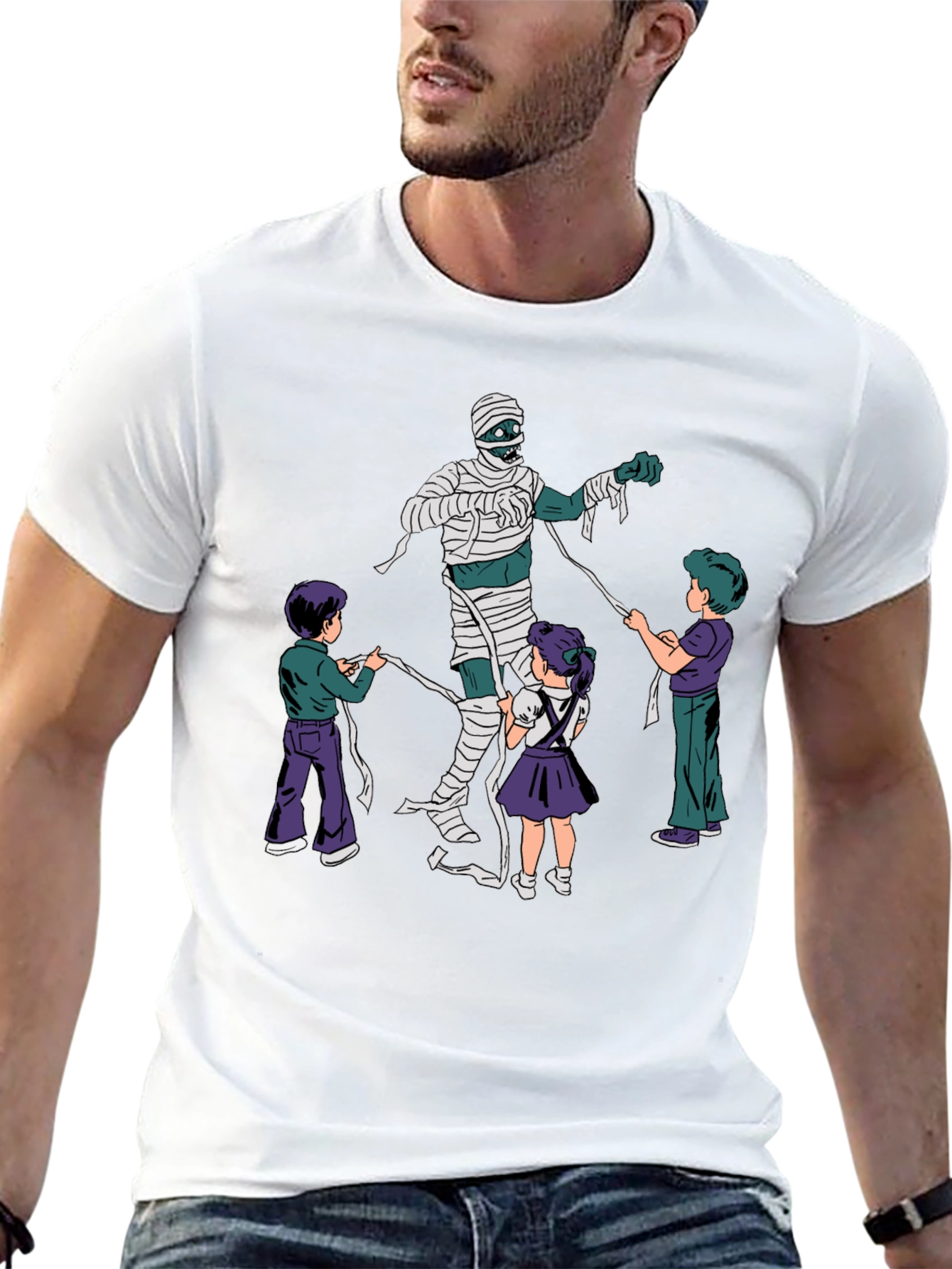 Mummy Wrap Graphic Tee - Fun Halloween T-Shirt