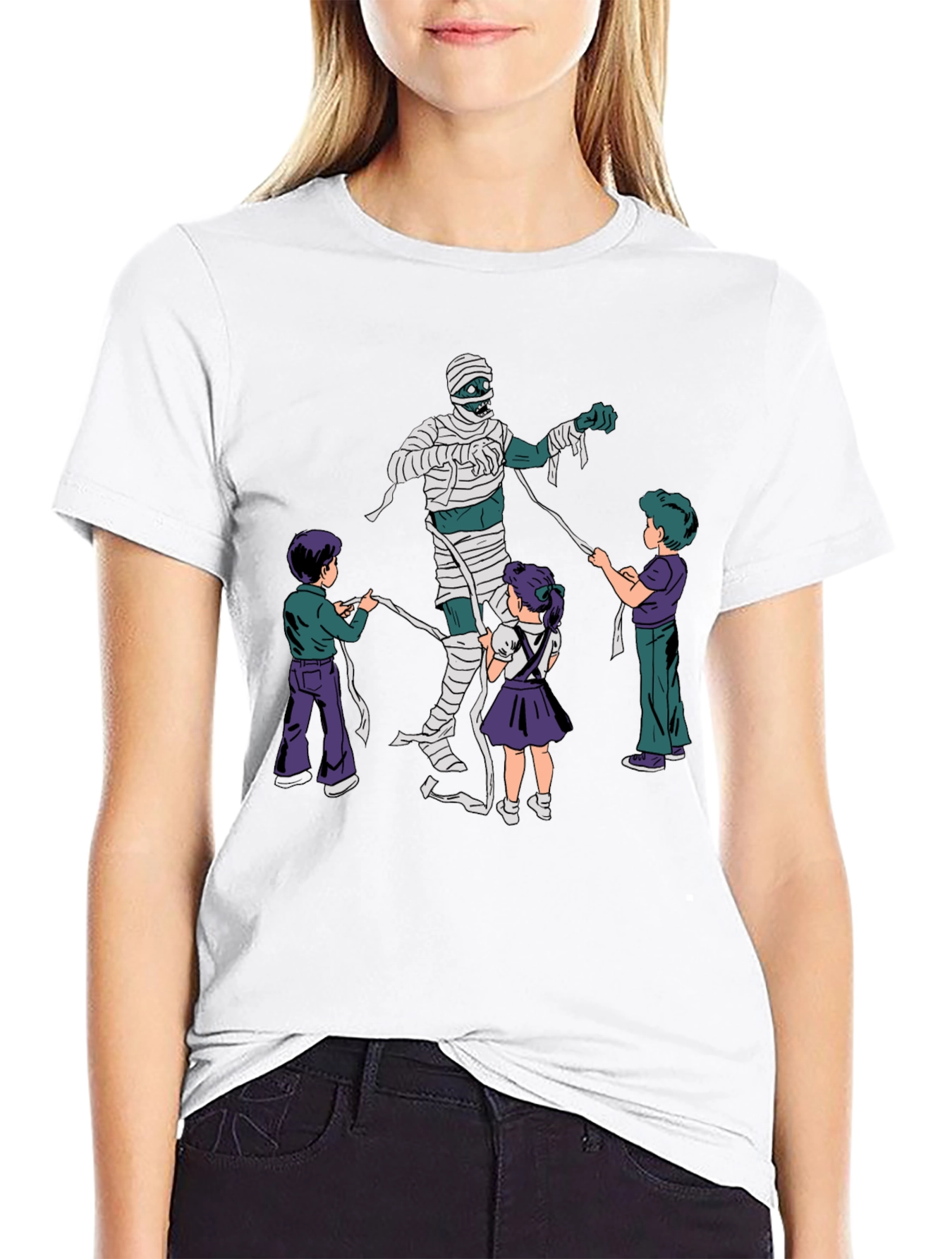 Mummy Wrap Graphic Tee - Fun Halloween T-Shirt