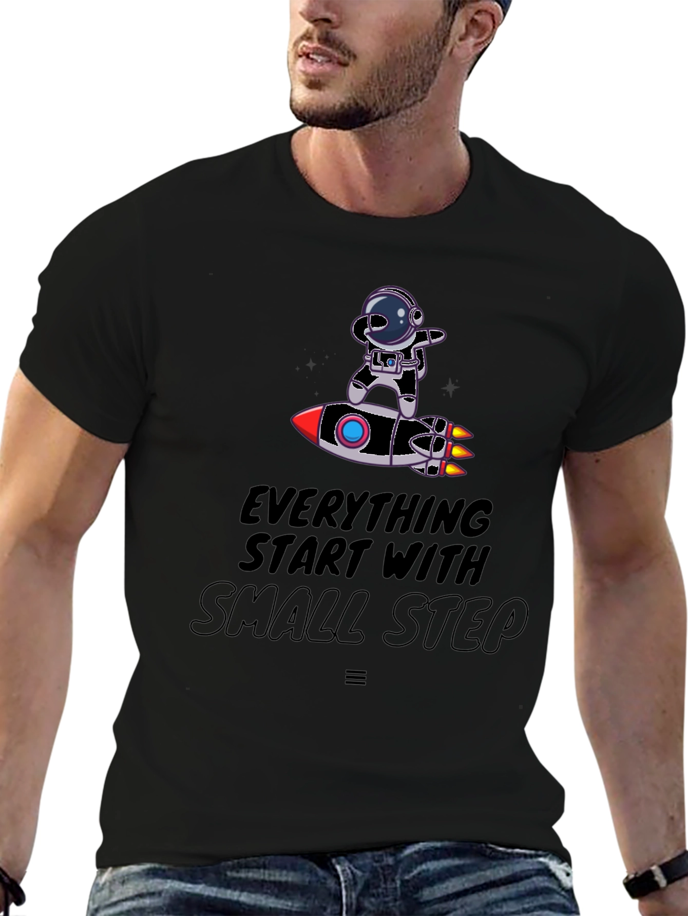 Astronaut on Rocket T-Shirt - Small Steps Matter