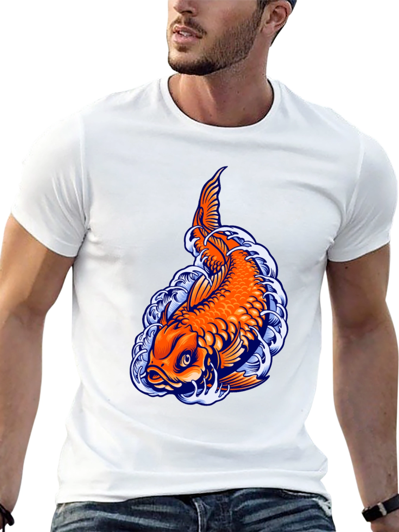 Koi Fish Graphic Tee - Unique Black T-Shirt