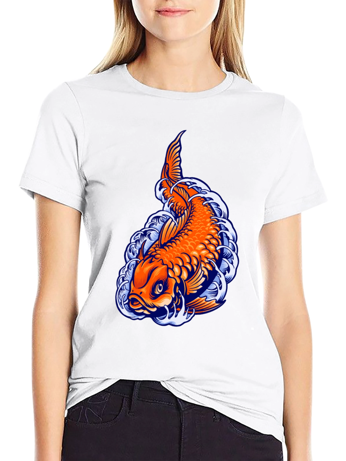 Koi Fish Graphic Tee - Unique Black T-Shirt
