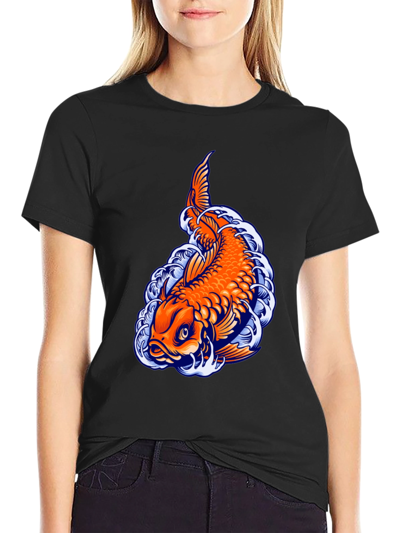 Koi Fish Graphic Tee - Unique Black T-Shirt