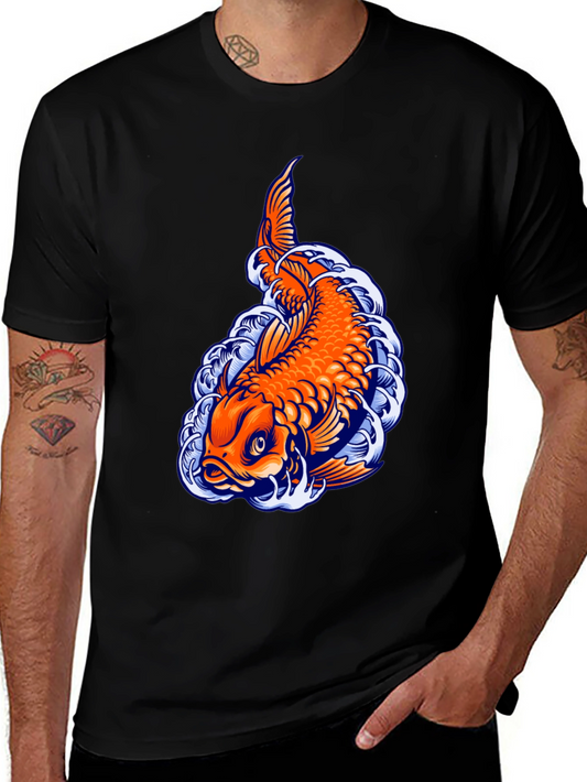 Koi Fish Graphic Tee - Unique Black T-Shirt
