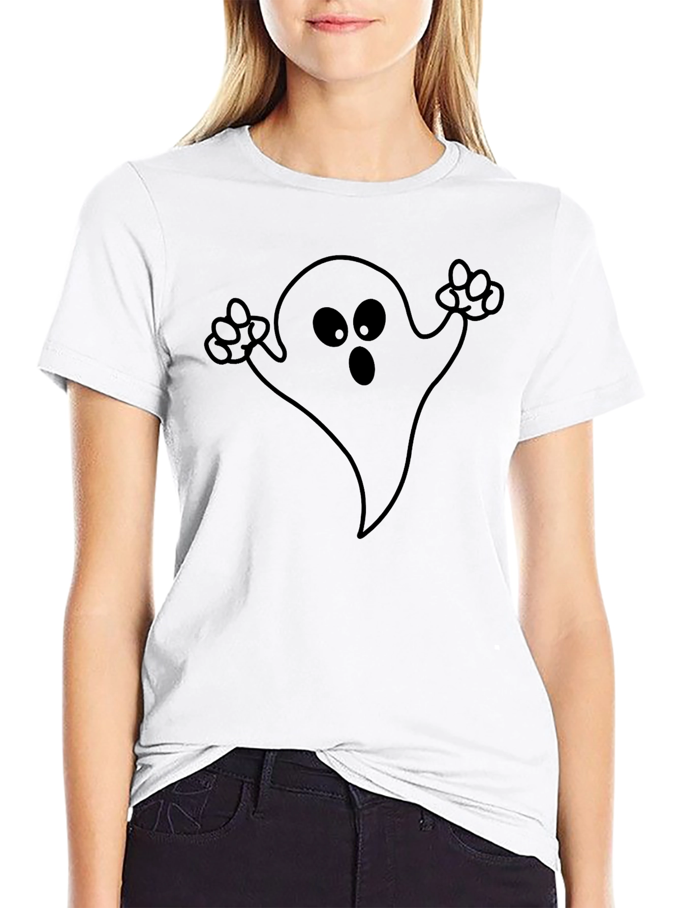Spooky Ghost Graphic Black T-Shirt - Halloween Apparel