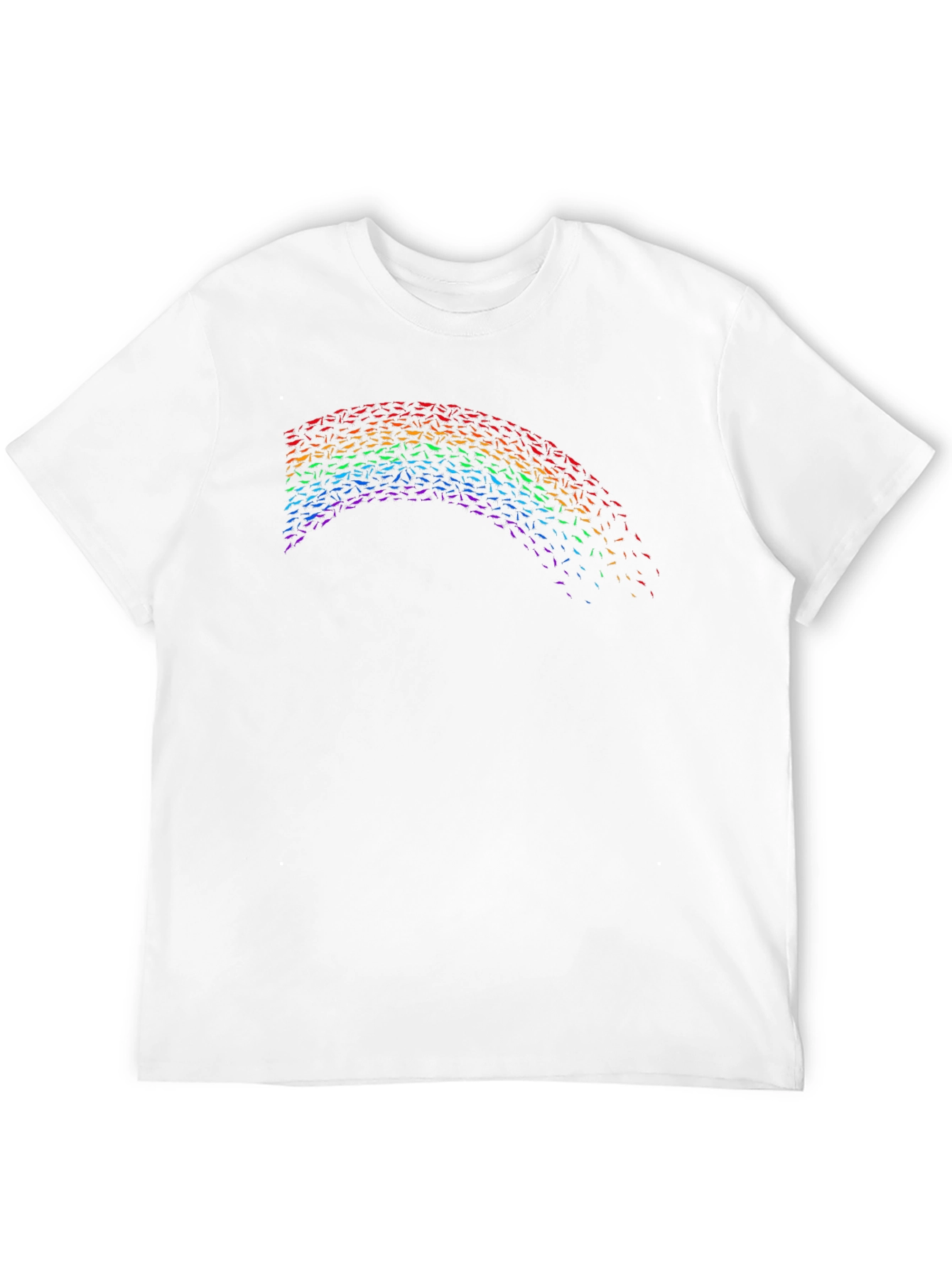 Rainbow Fish Pattern Black T-Shirt