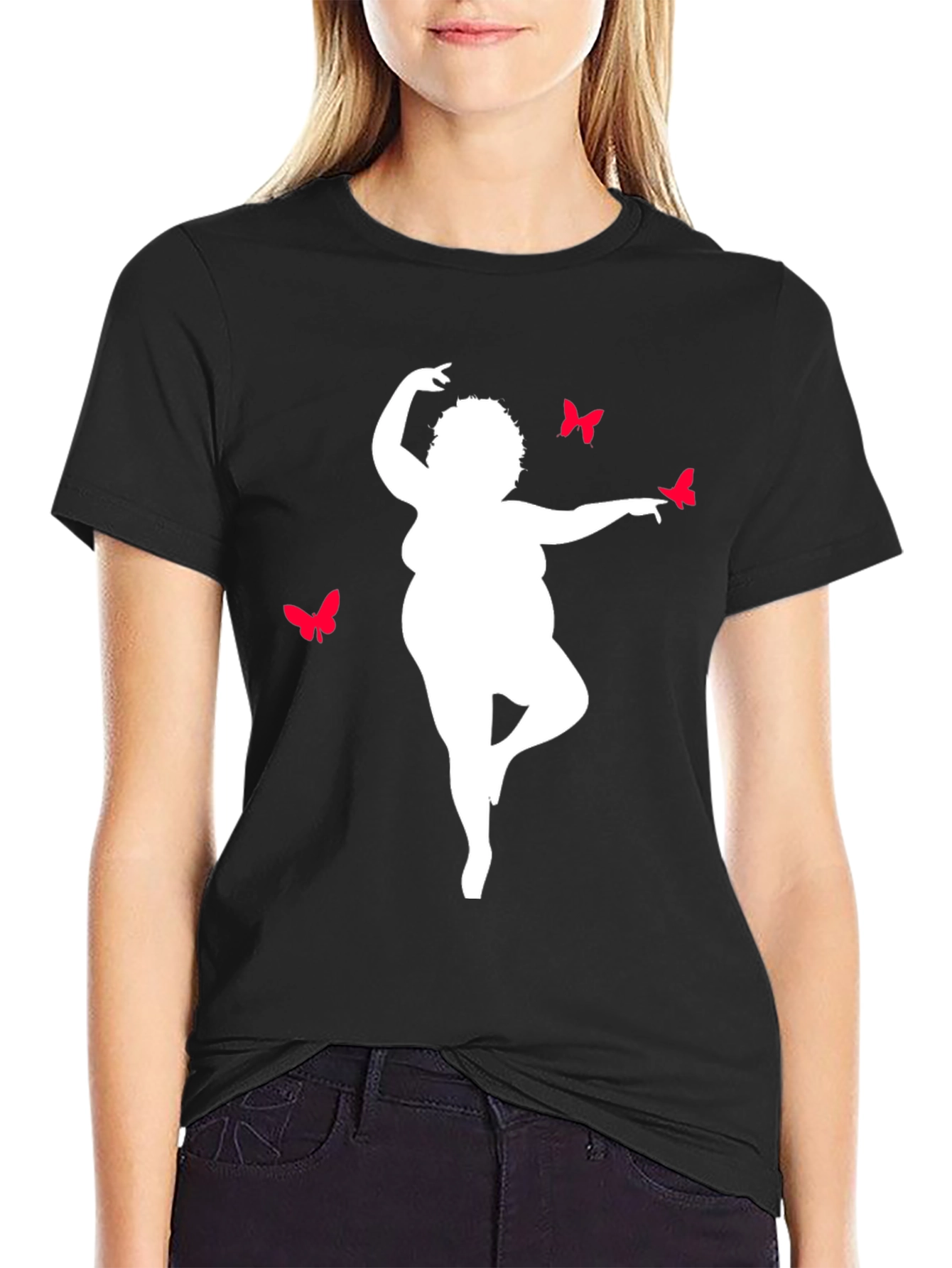 Curvy Woman Butterfly Graphic T-Shirt