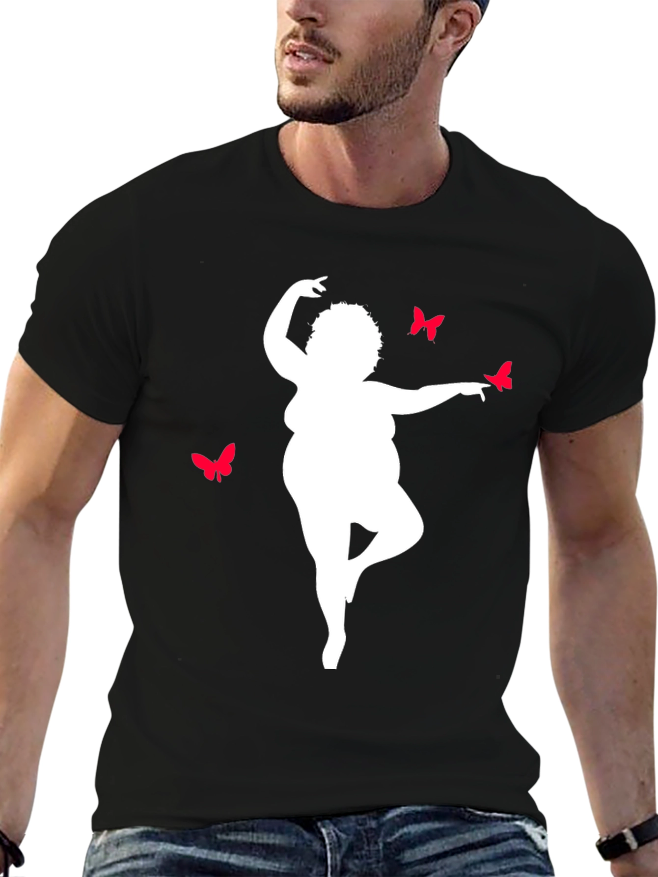 Curvy Woman Butterfly Graphic T-Shirt