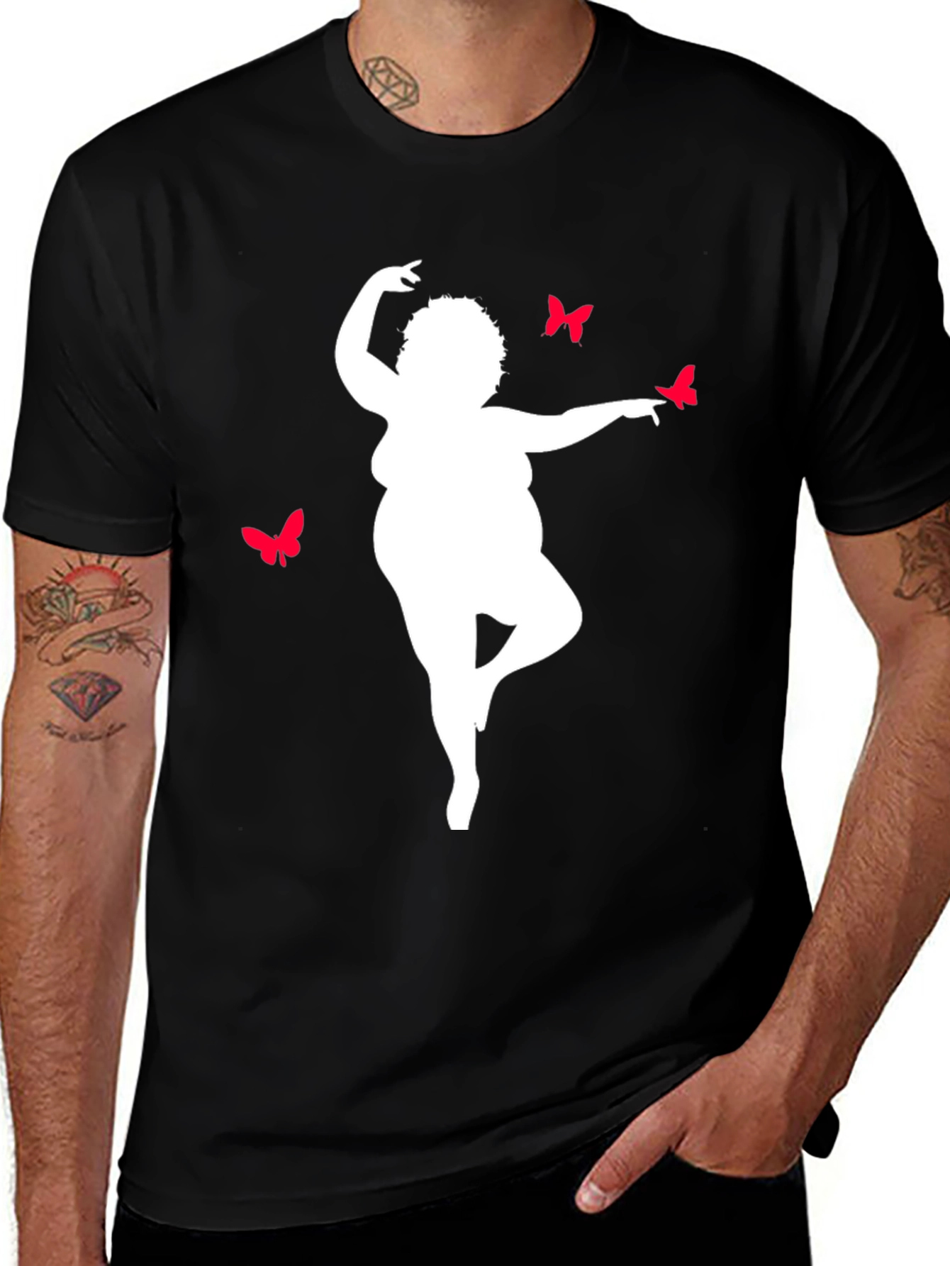 Curvy Woman Butterfly Graphic T-Shirt