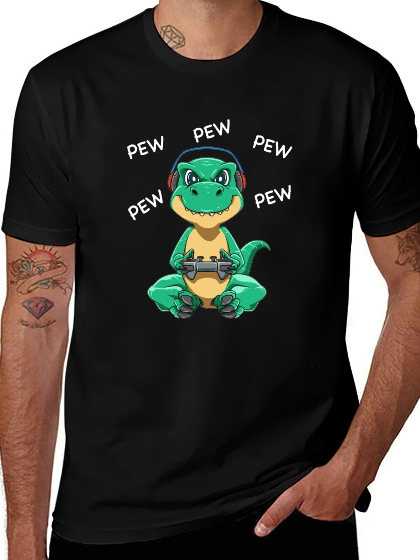 Gamer Dinosaur Graphic T-Shirt