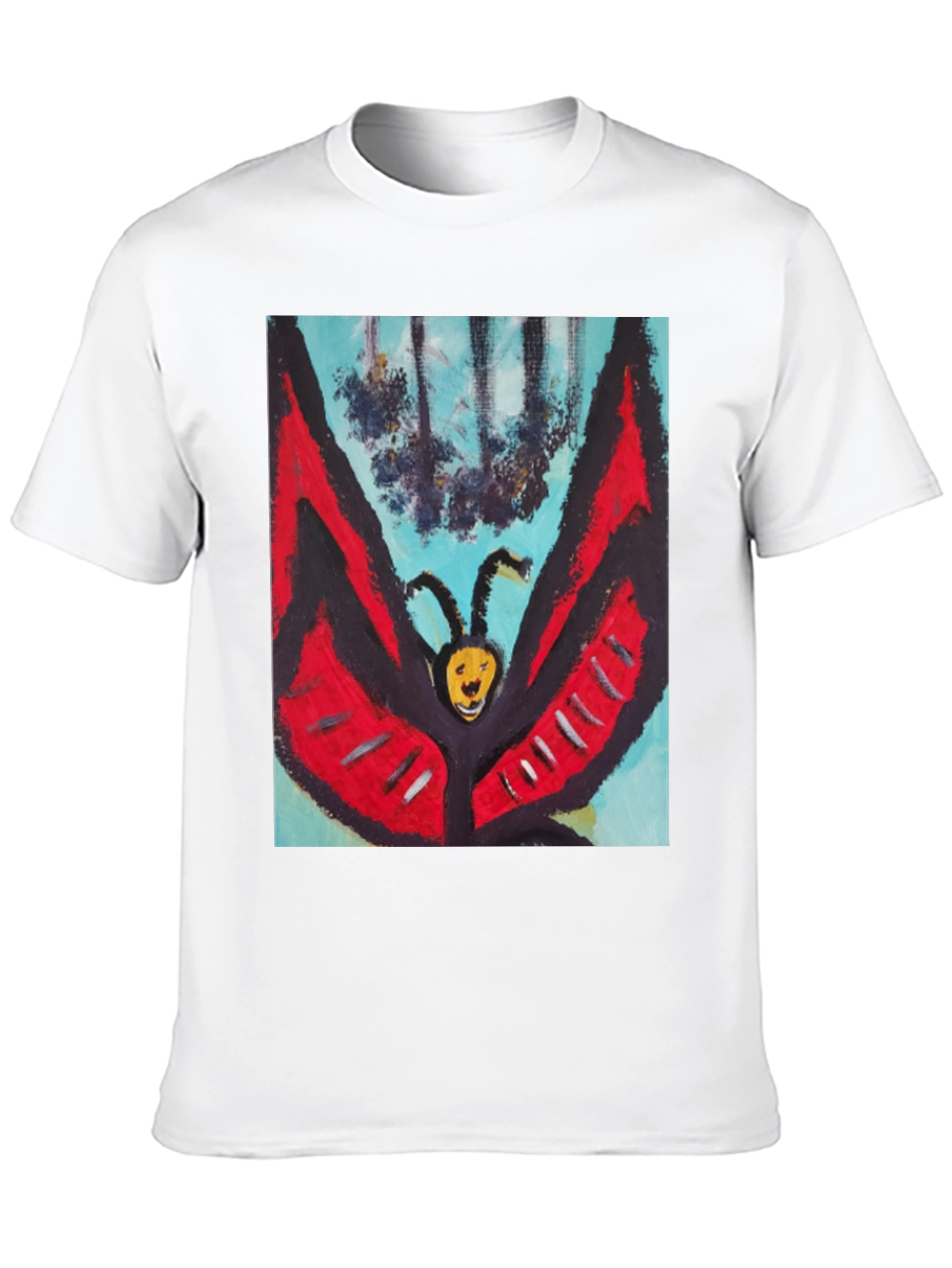Unique Butterfly Graphic Tee - Black Cotton Blend