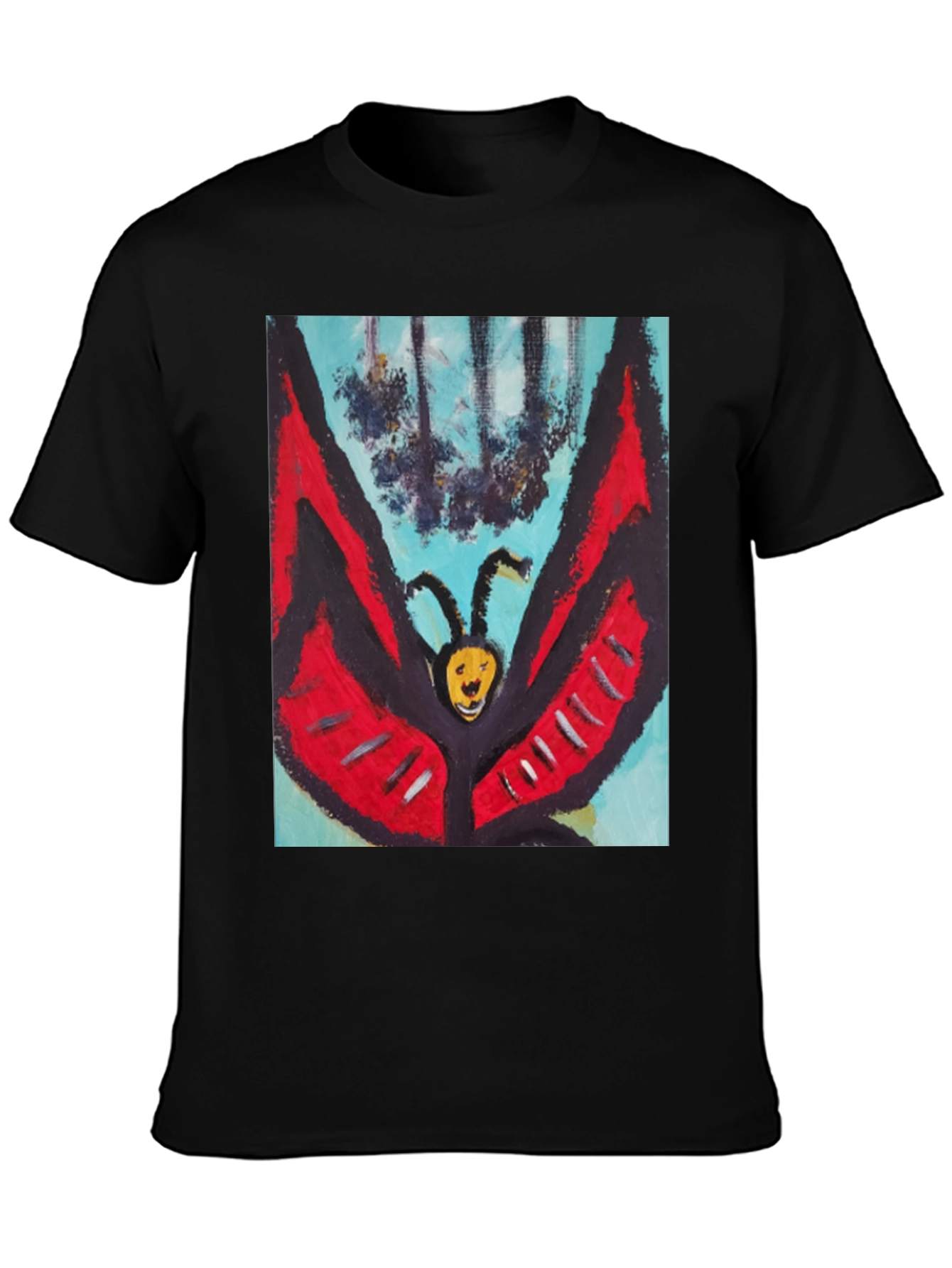 Unique Butterfly Graphic Tee - Black Cotton Blend