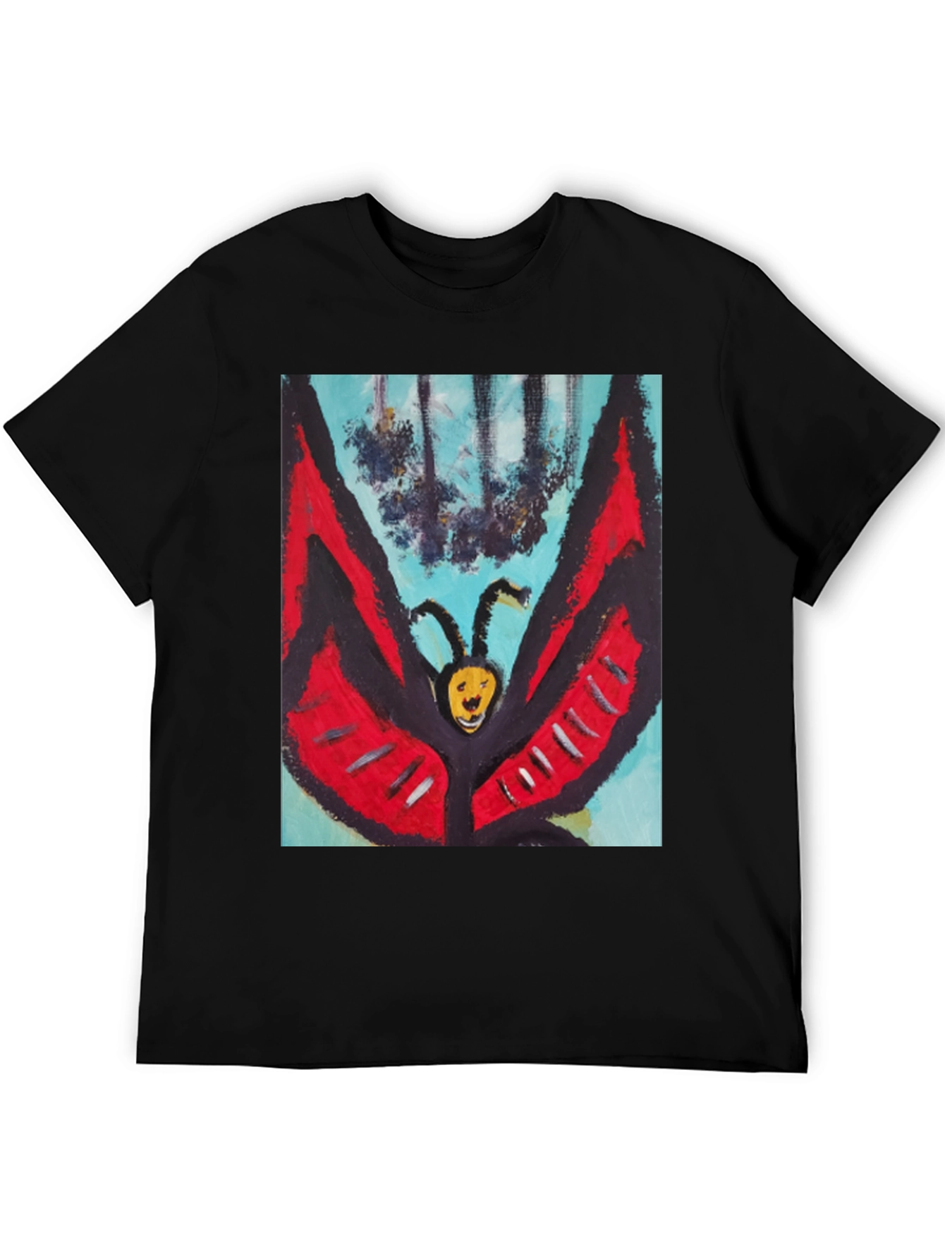 Unique Butterfly Graphic Tee - Black Cotton Blend
