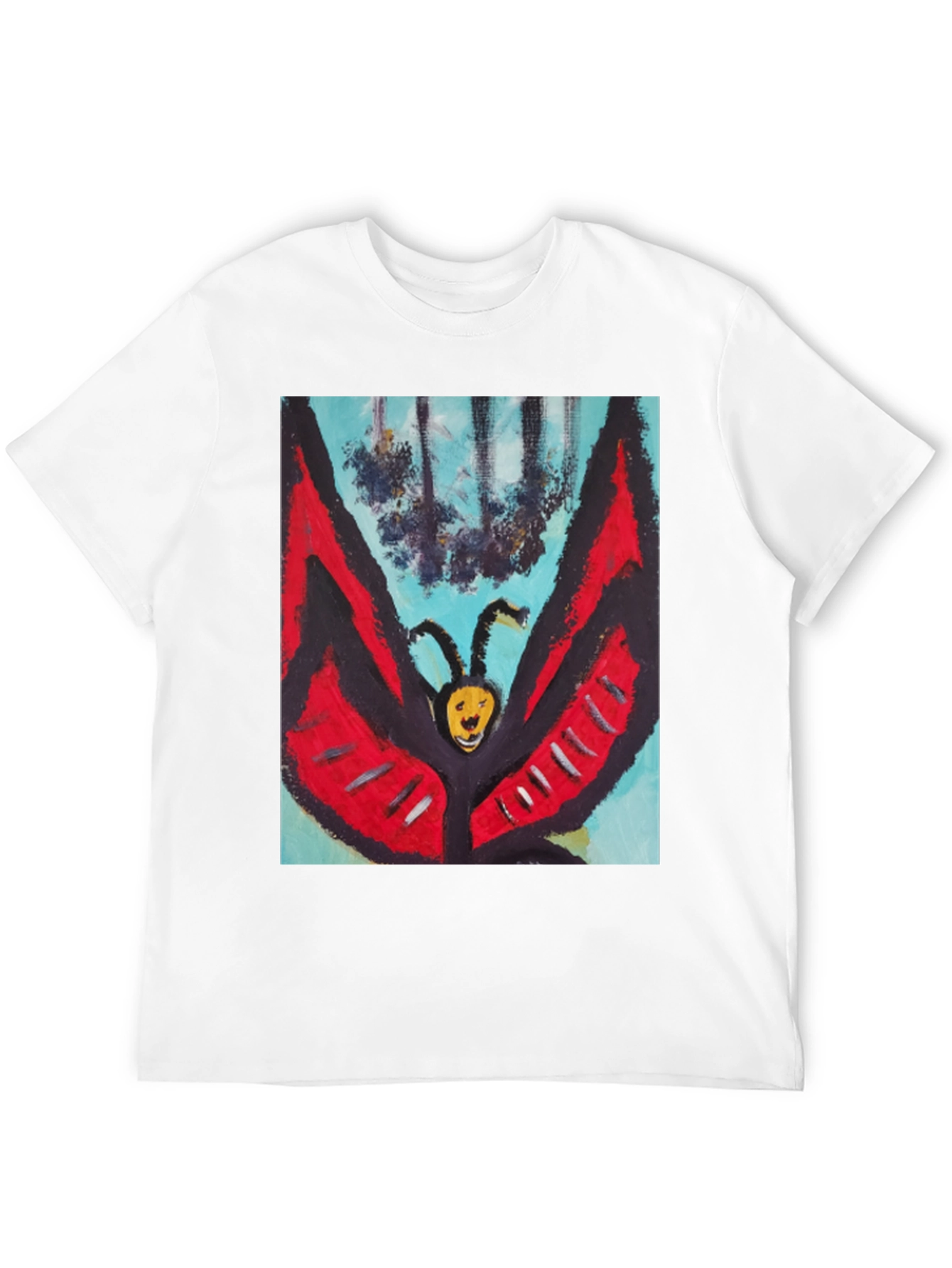 Unique Butterfly Graphic Tee - Black Cotton Blend