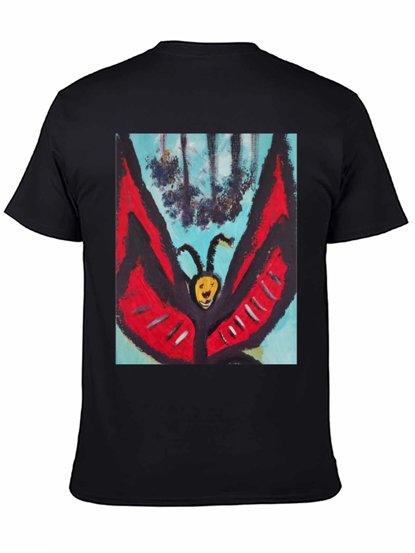 Unique Butterfly Graphic Tee - Black Cotton Blend