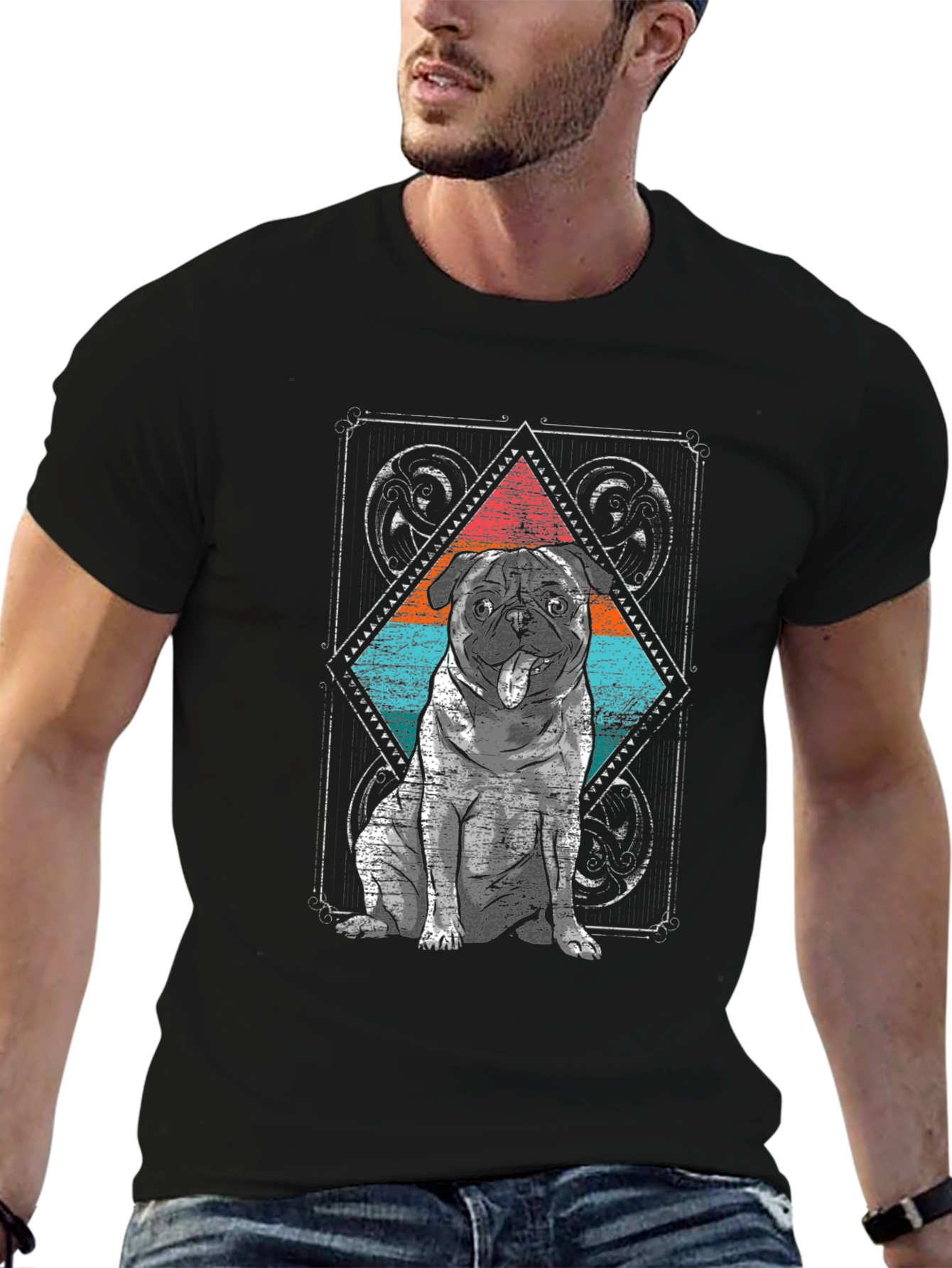 Pug Graphic Tee - Cool Dog Design