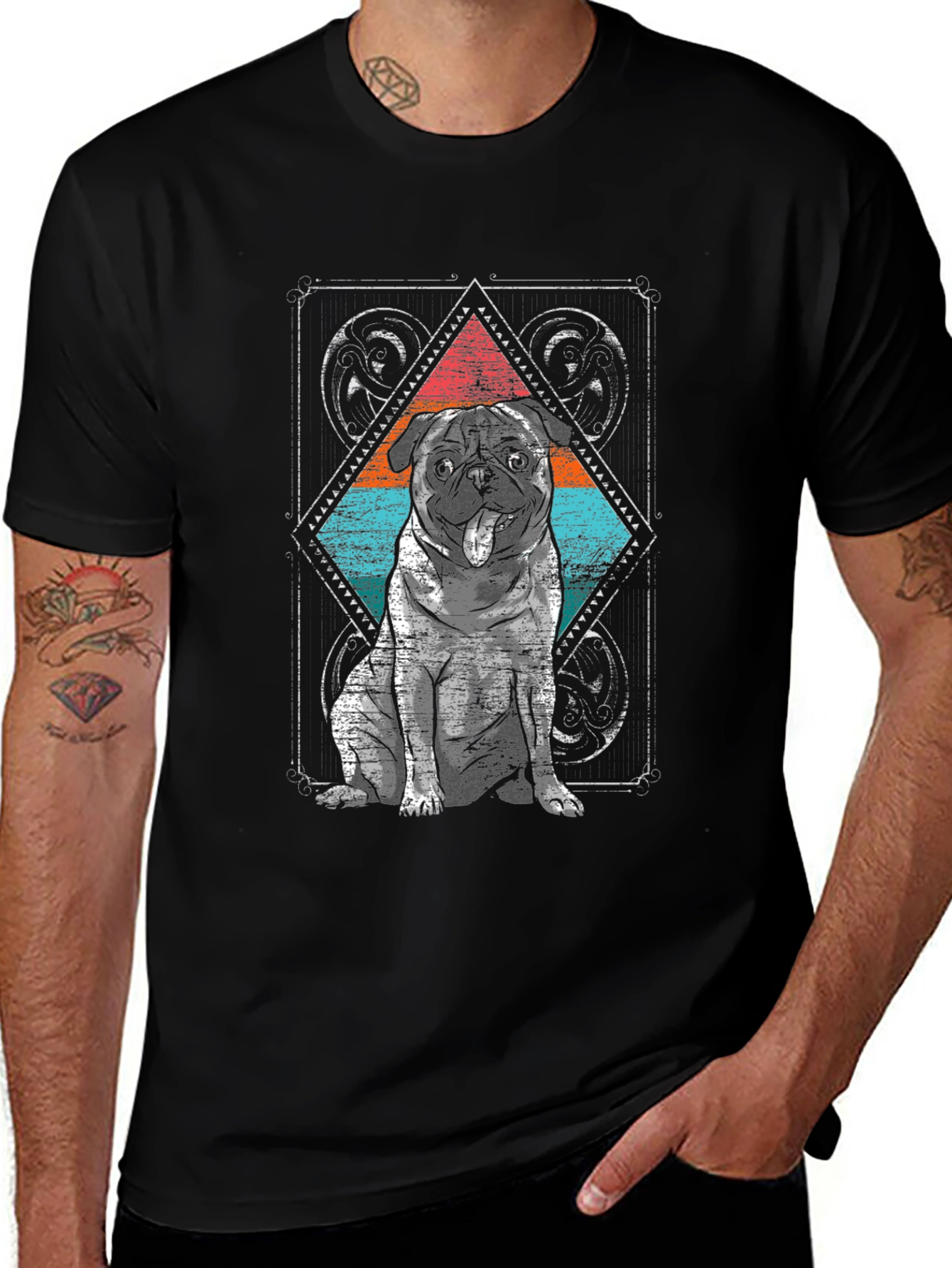 Pug Graphic Tee - Cool Dog Design