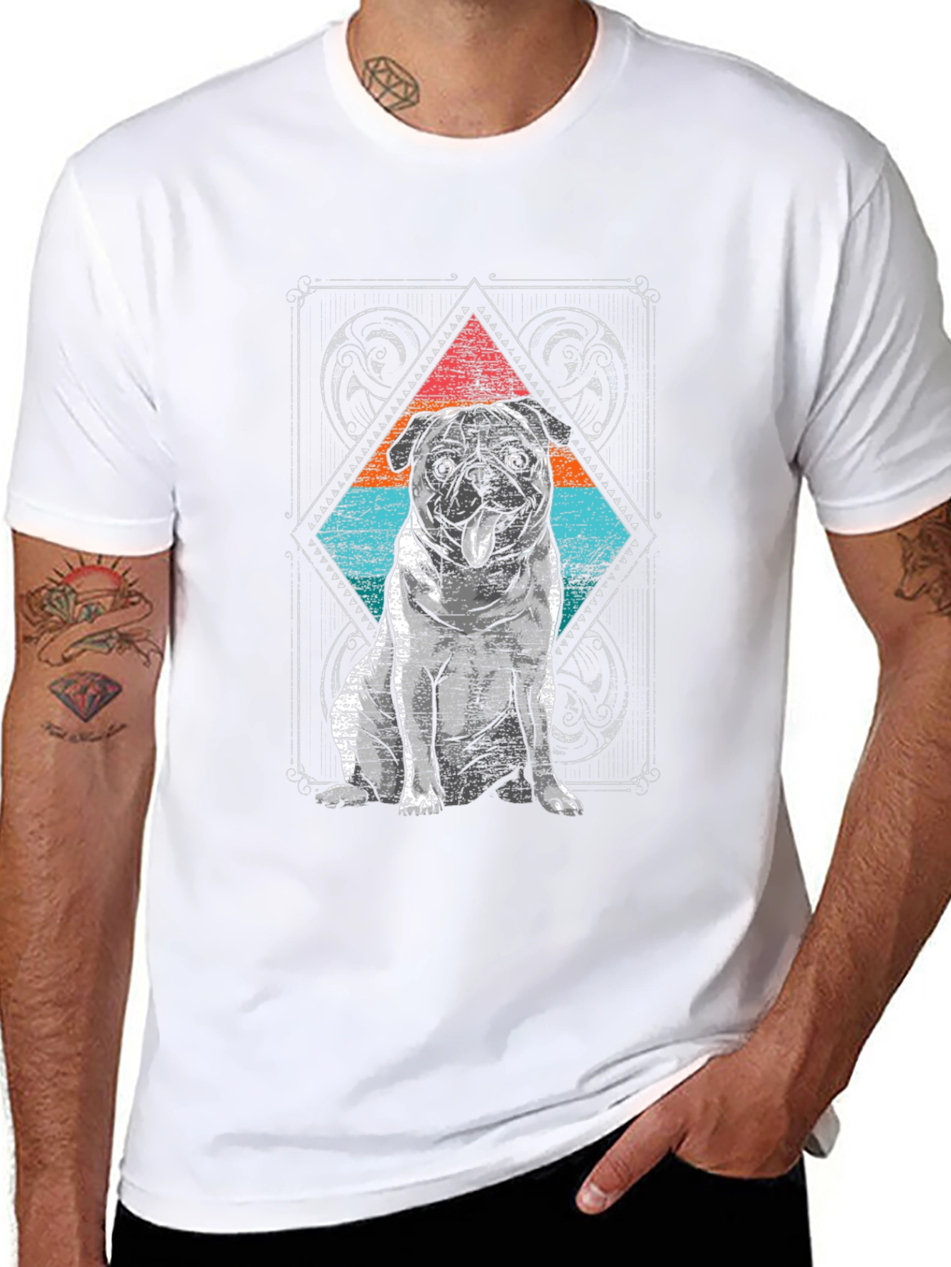 Pug Graphic Tee - Cool Dog Design