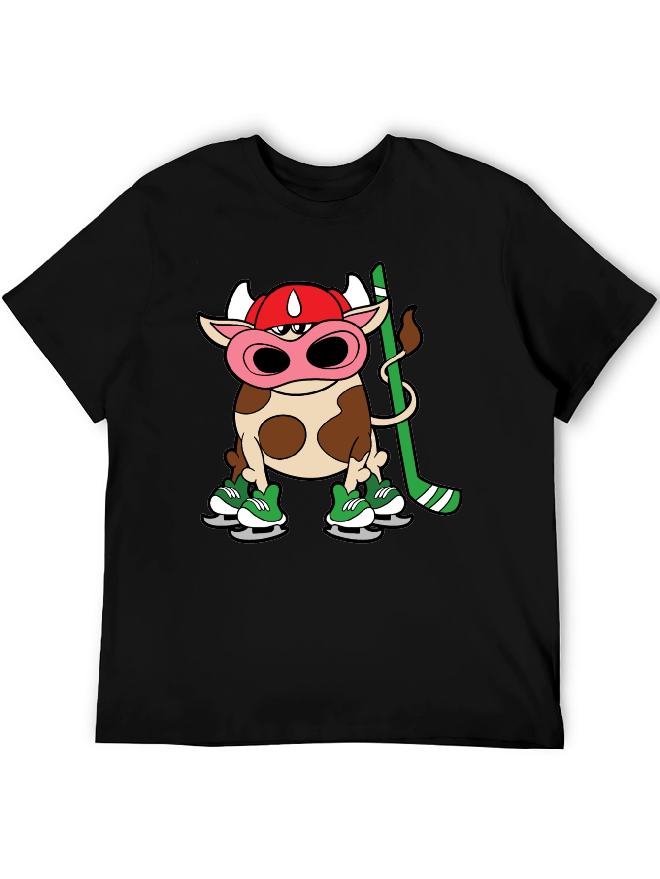 Hockey Cow T-Shirt - Unique Cartoon Tee