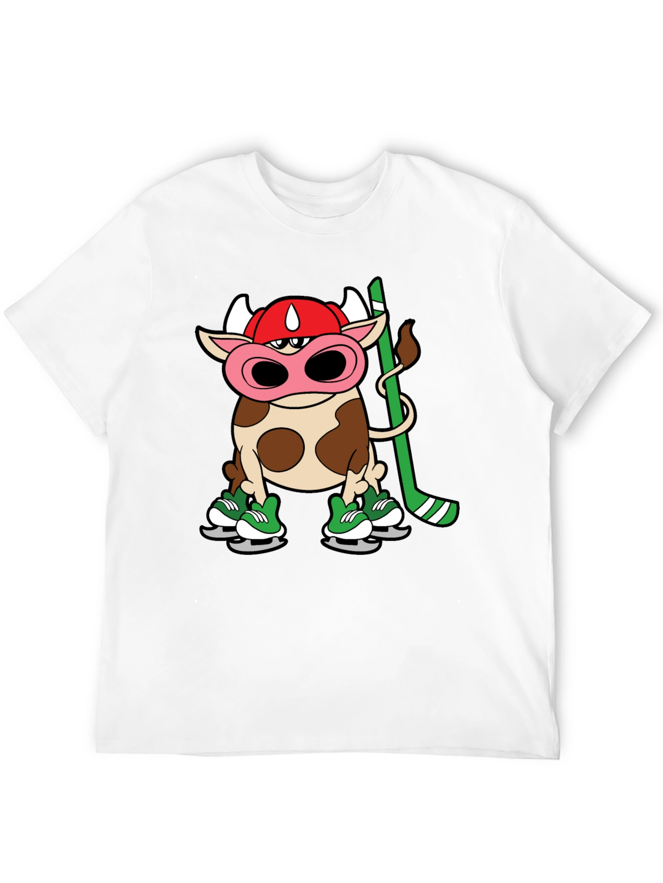 Hockey Cow T-Shirt - Unique Cartoon Tee