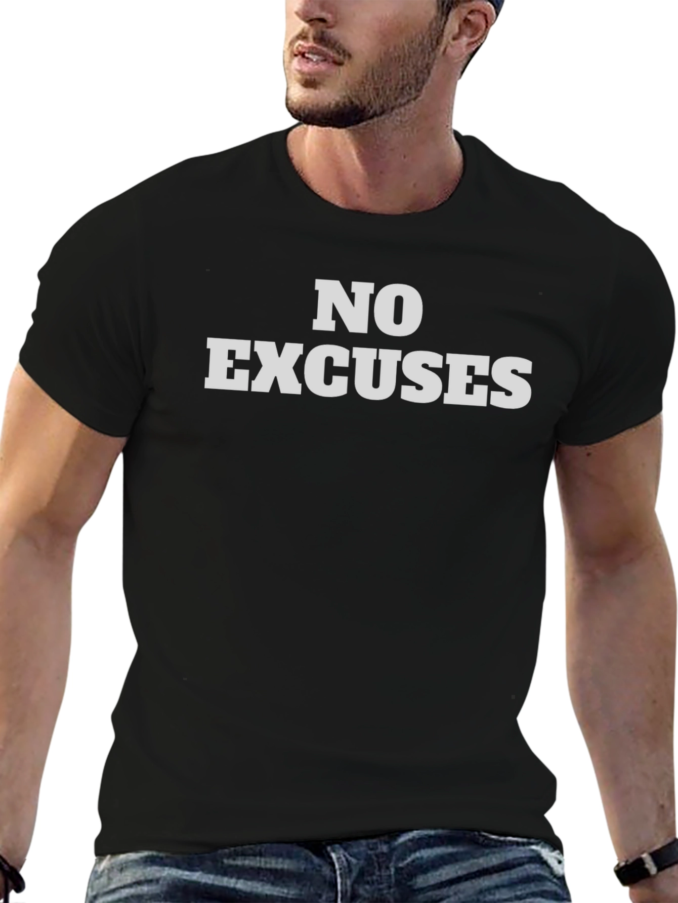 No Excuses Mens Black Graphic Tee