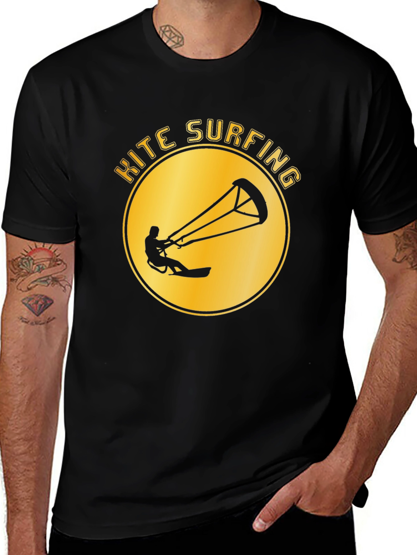Kite Surfing Graphic Tee - Black