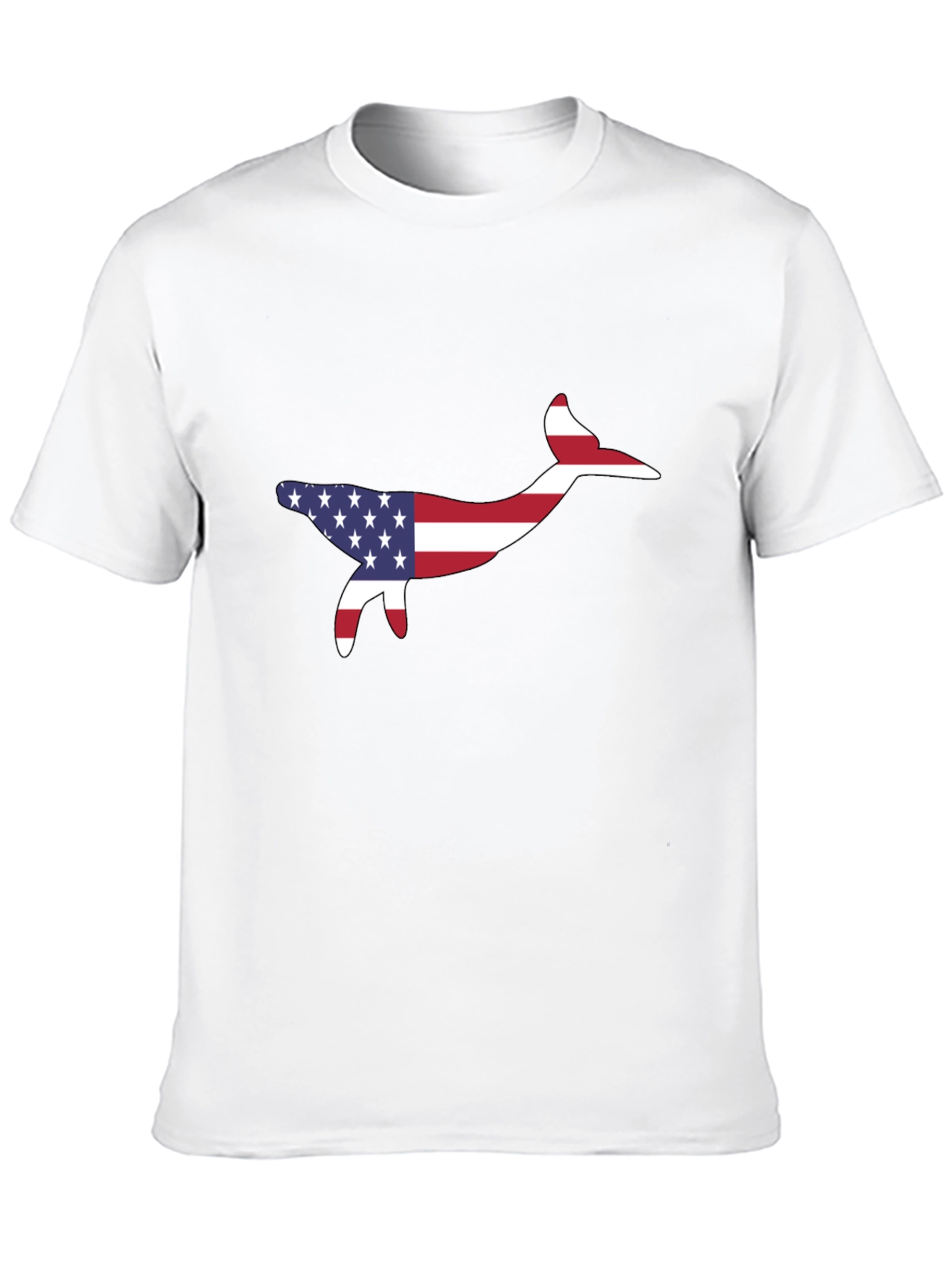 USA Flag Whale Graphic Tee - Patriotic Style