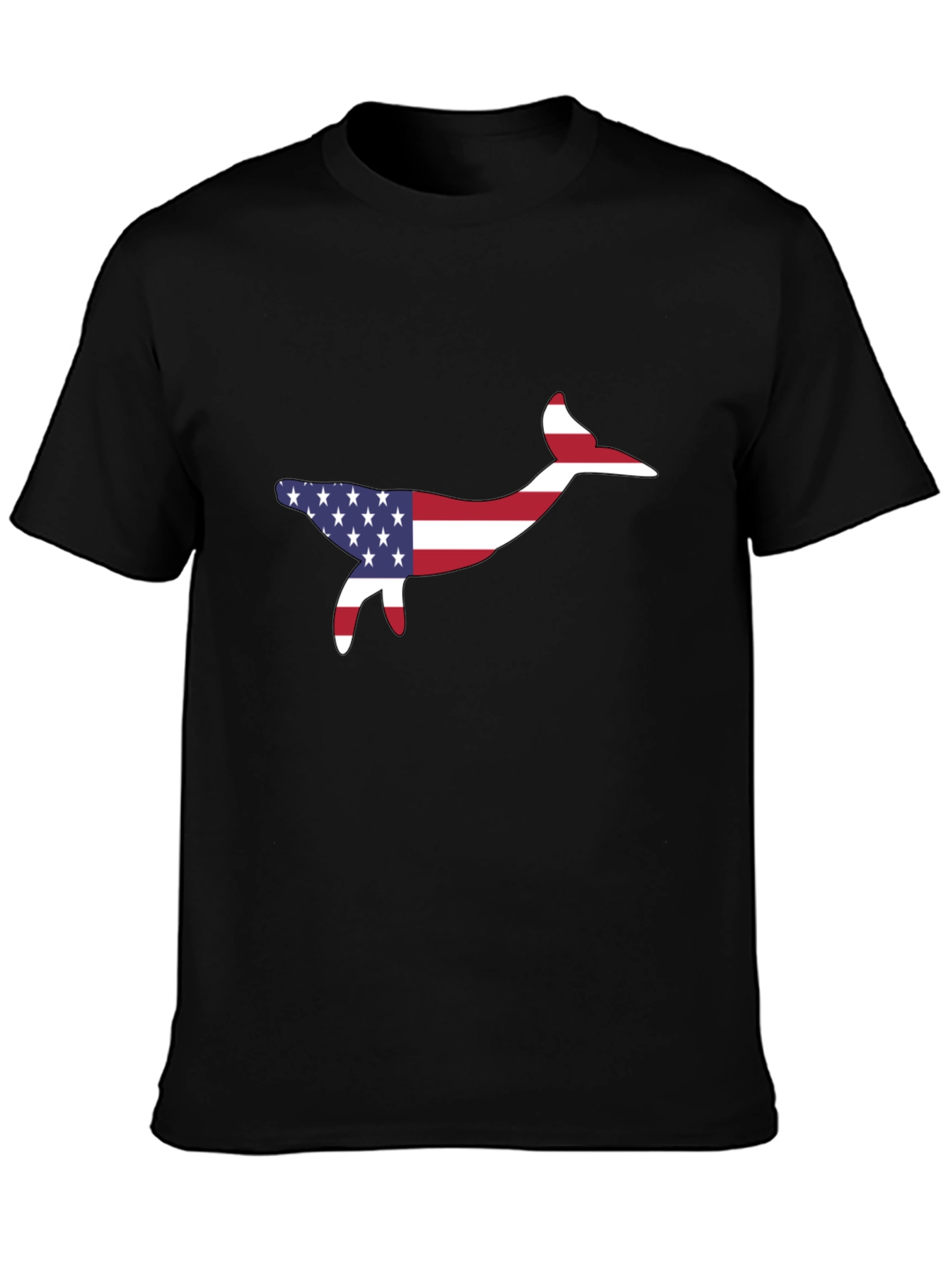 USA Flag Whale Graphic Tee - Patriotic Style