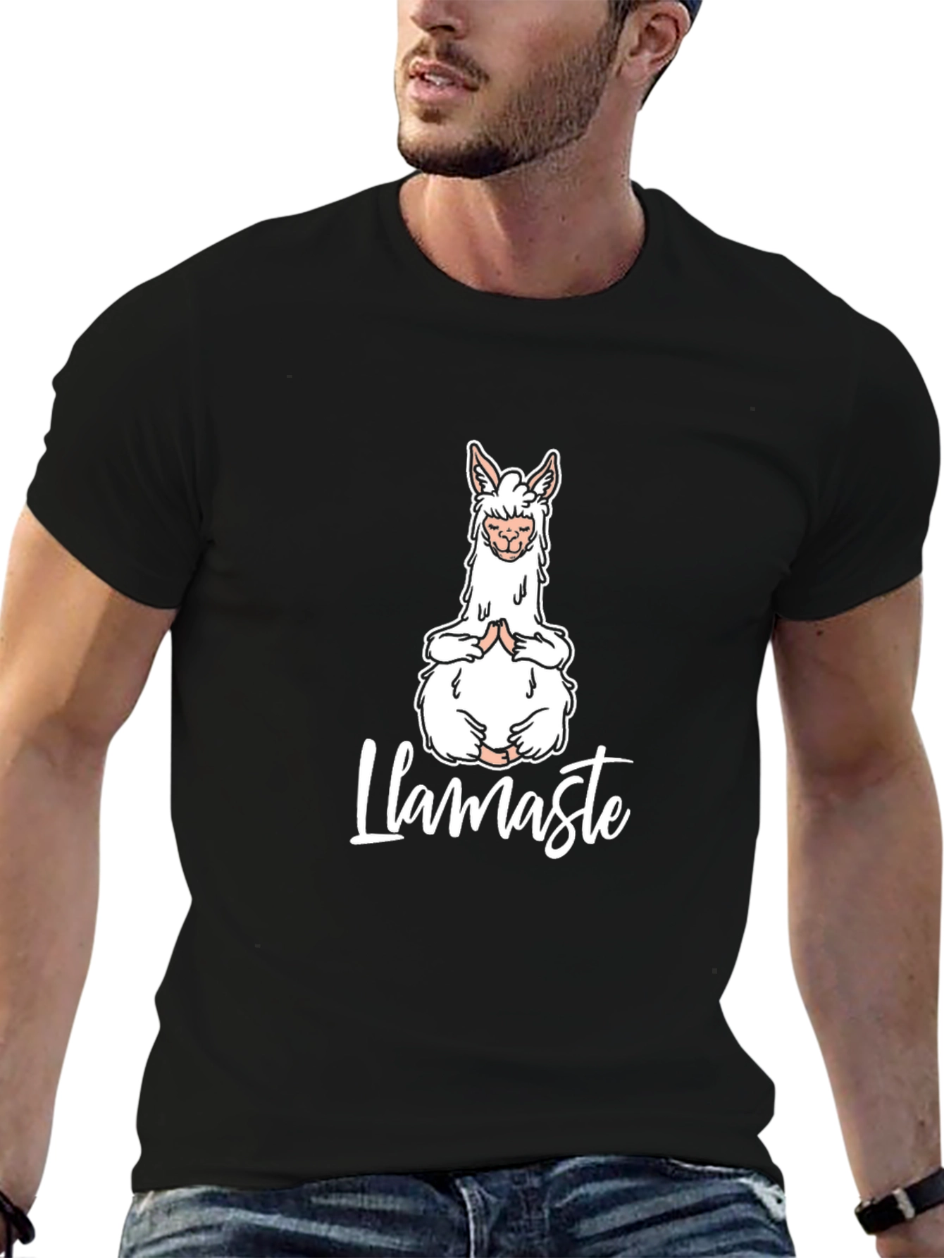 Llamaste Yoga T-Shirt - Black Cotton Blend