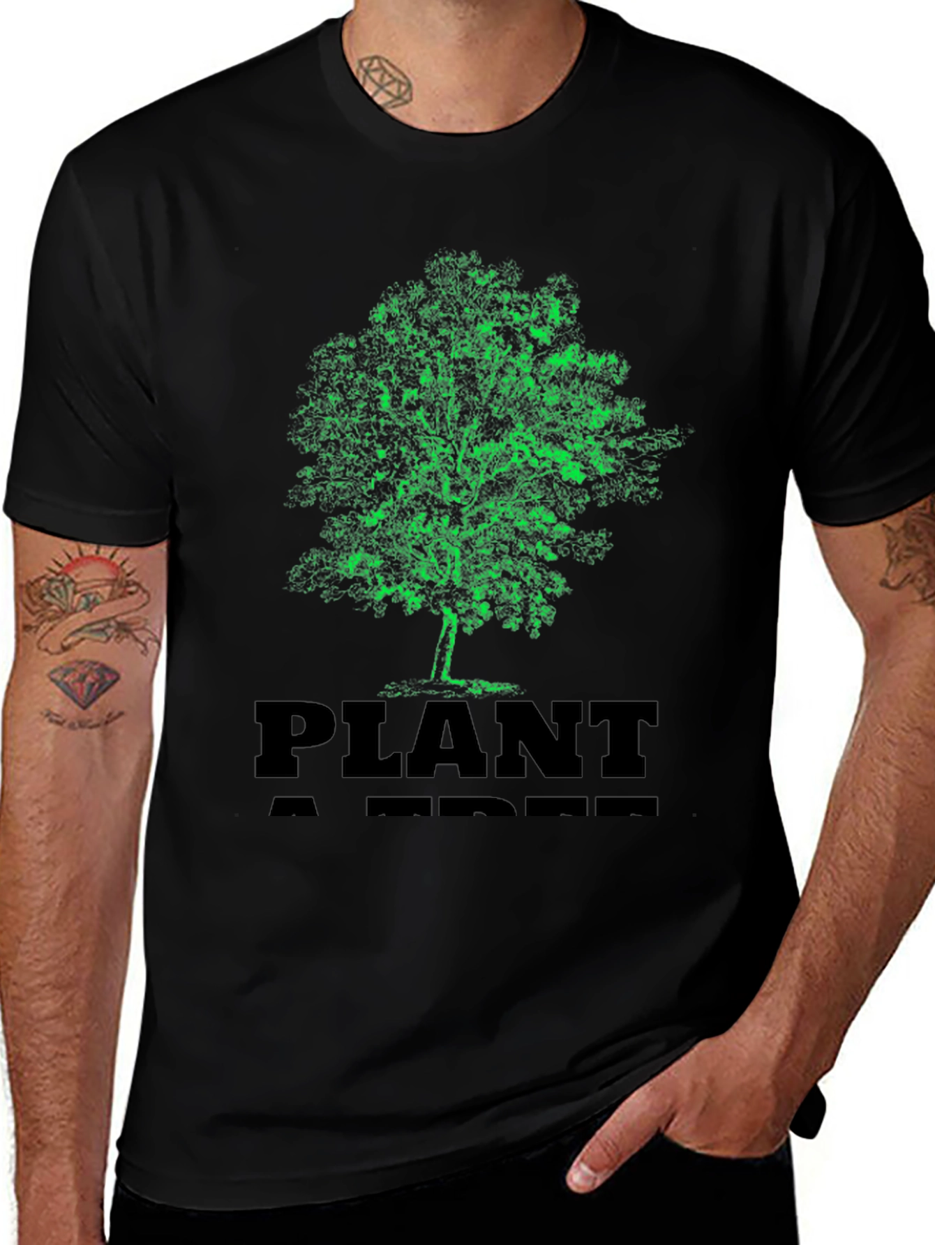 Plant A Tree Black Graphic T-Shirt