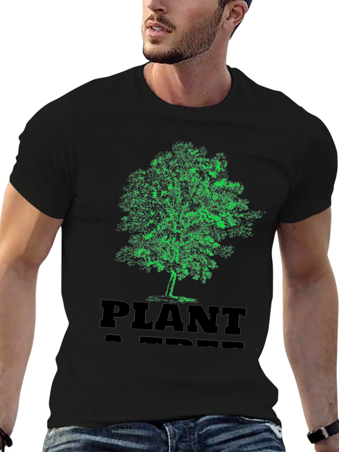 Plant A Tree Black Graphic T-Shirt