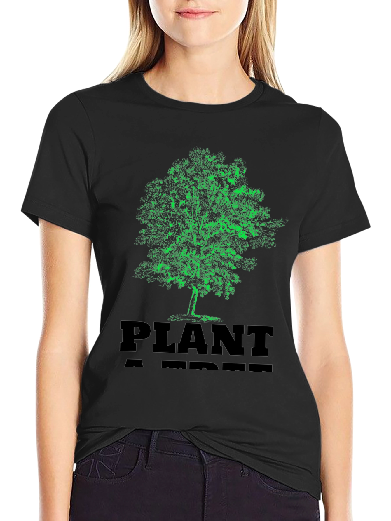 Plant A Tree Black Graphic T-Shirt