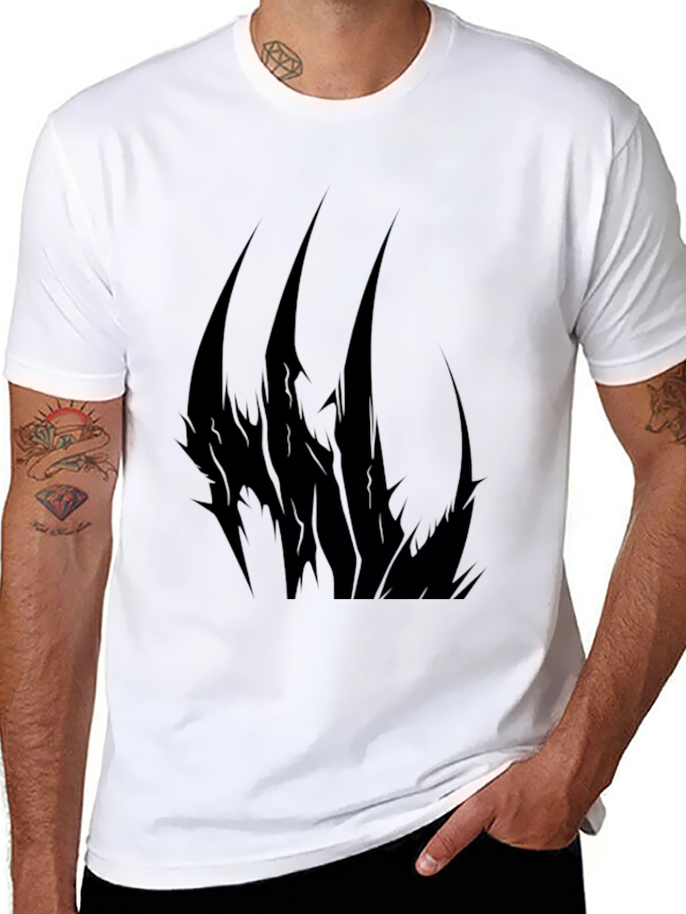 Mens Black T-Shirt with Abstract Claw Design