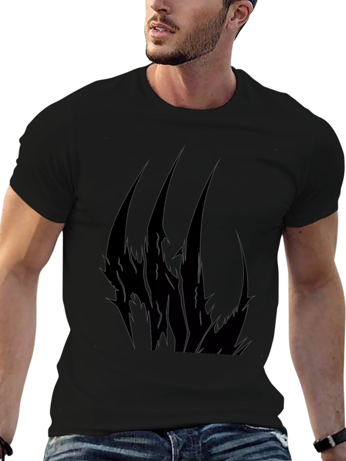 Mens Black T-Shirt with Abstract Claw Design