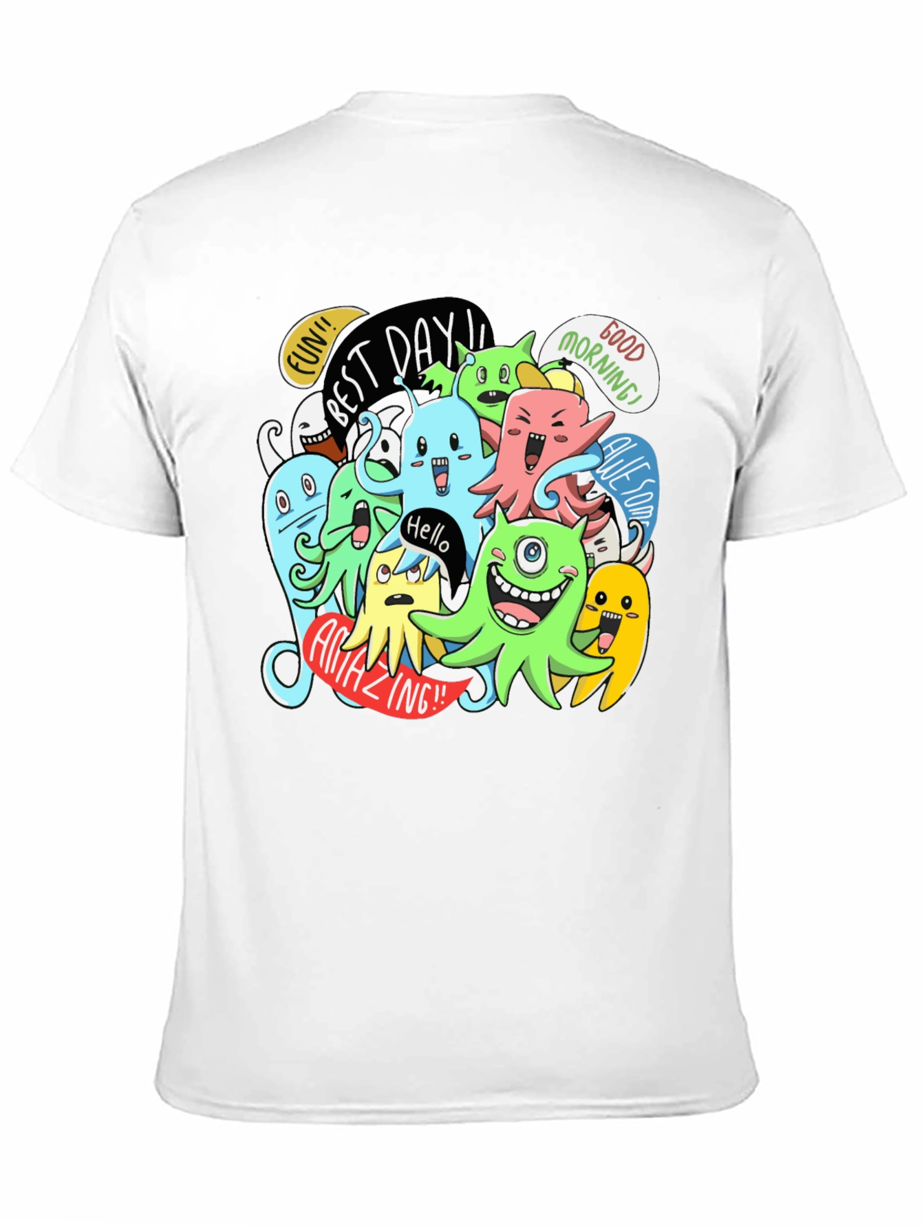 Fun Cartoon Monster Graphic Black T-Shirt